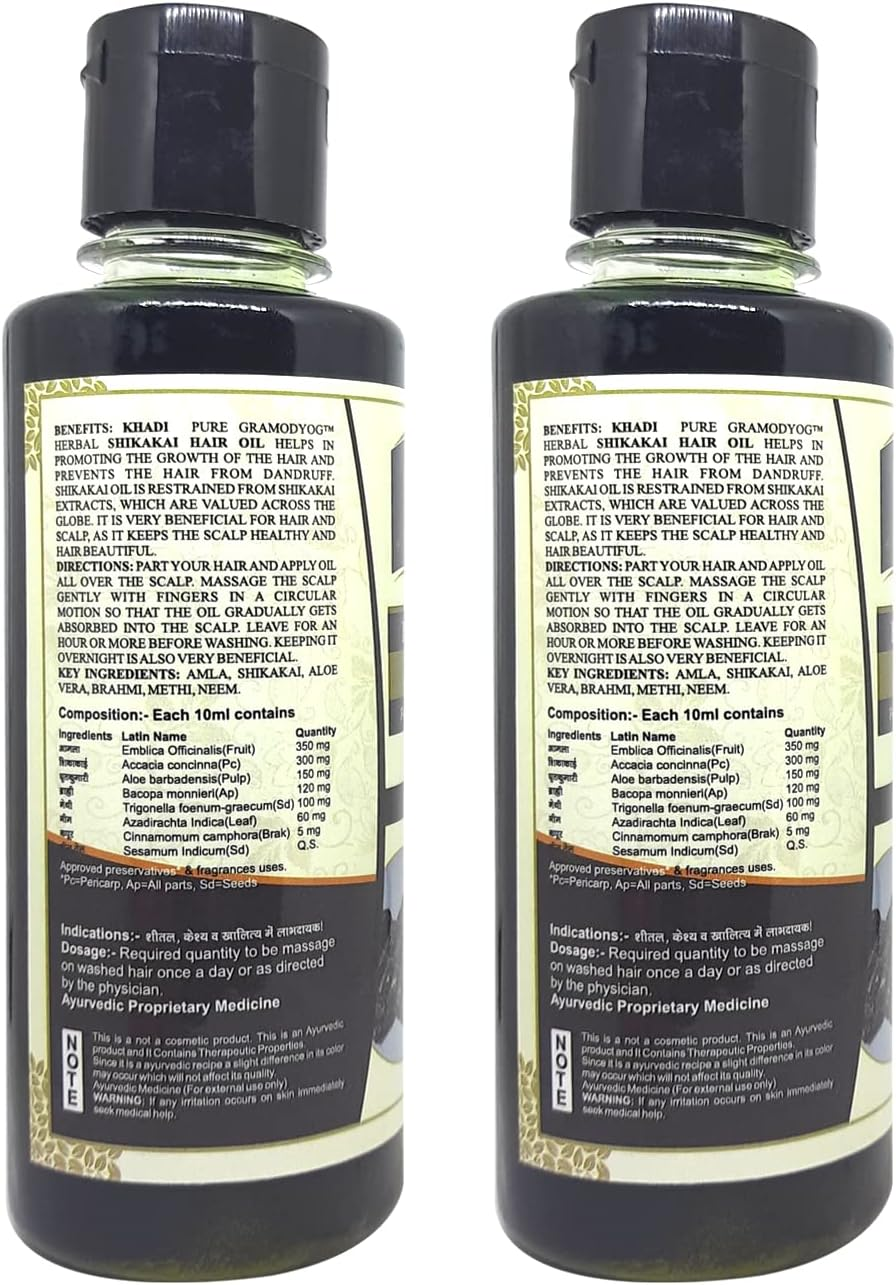 Khadi Pure Herbal Shikakai Hair Oil, 210 Ml (Pack of 2) image number 6