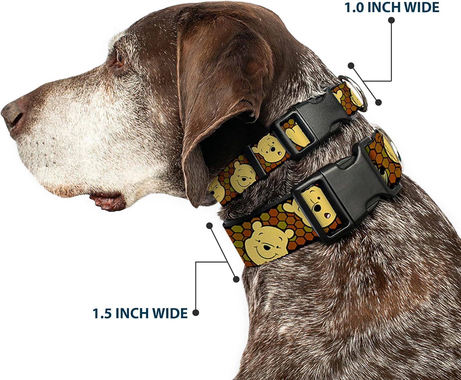 Buckle-Down Plastic Clip Collar - Winnie the Pooh Expressions/Honeycomb Black/Browns - 1/2" Wide - Fits 6-9" Neck - Small image number 4