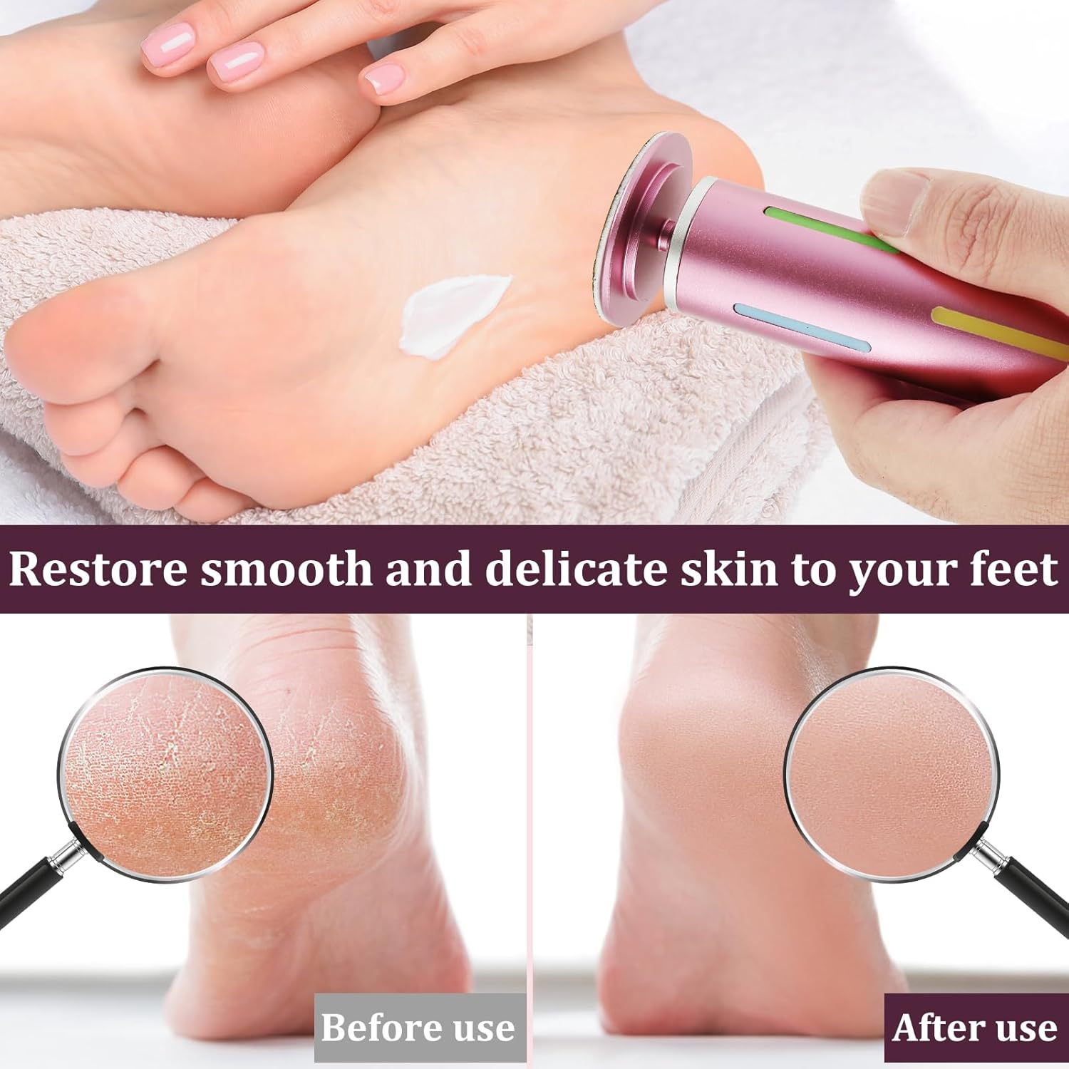 UKQRRTC Electric Foot Callus Remover with 60 Pcs Sanding Discs, Adjustable Speed, Professional Electric Foot File Callus Remover for Feet Dead Skin image number 1