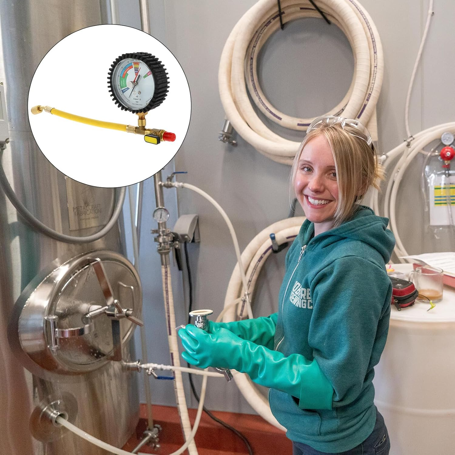 JECOMPRIS Pressure Tester Gauge for Air Conditioning Refrigeration Equipment Spherical Valve Replaceable Easy Pressure Testing Method for Home Automotive Use image number 5