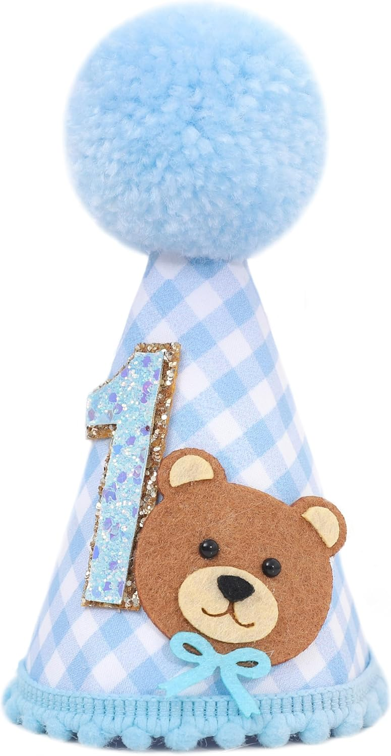 Bear 1St Birthday Hat for Girls/Boys - Bear First Birthday Decorations,Twins Baby One Birthday Hat,Twins Bear Shower