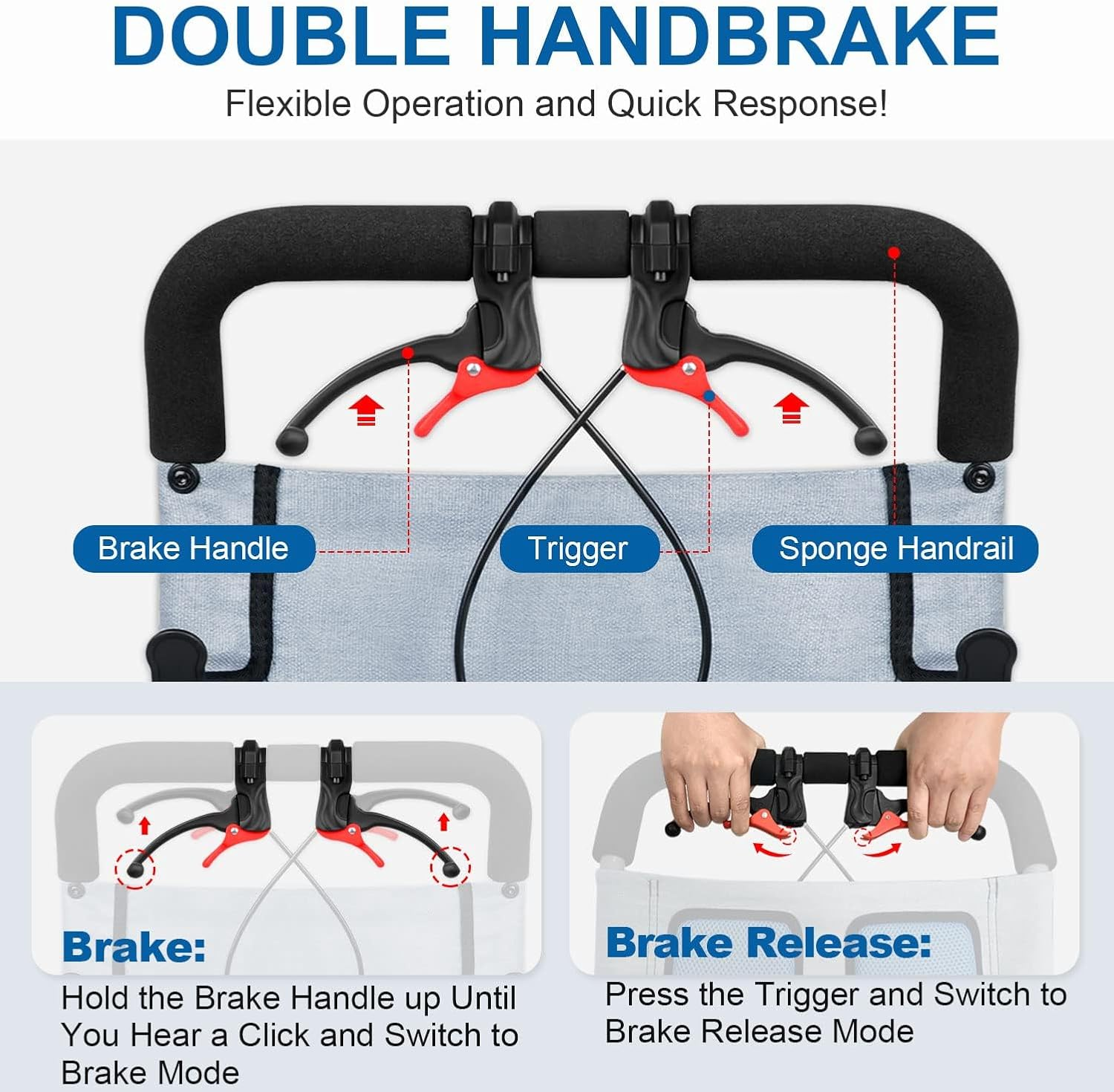 Super Lightweight (Only 19Lbs) Portable Transport Travel Wheelchair, Folding Transit Wheelchairs for Adults and Seniors Support 220Lbs, Lightweight Aluminum Wheelchair for Elderly Blue image number 6