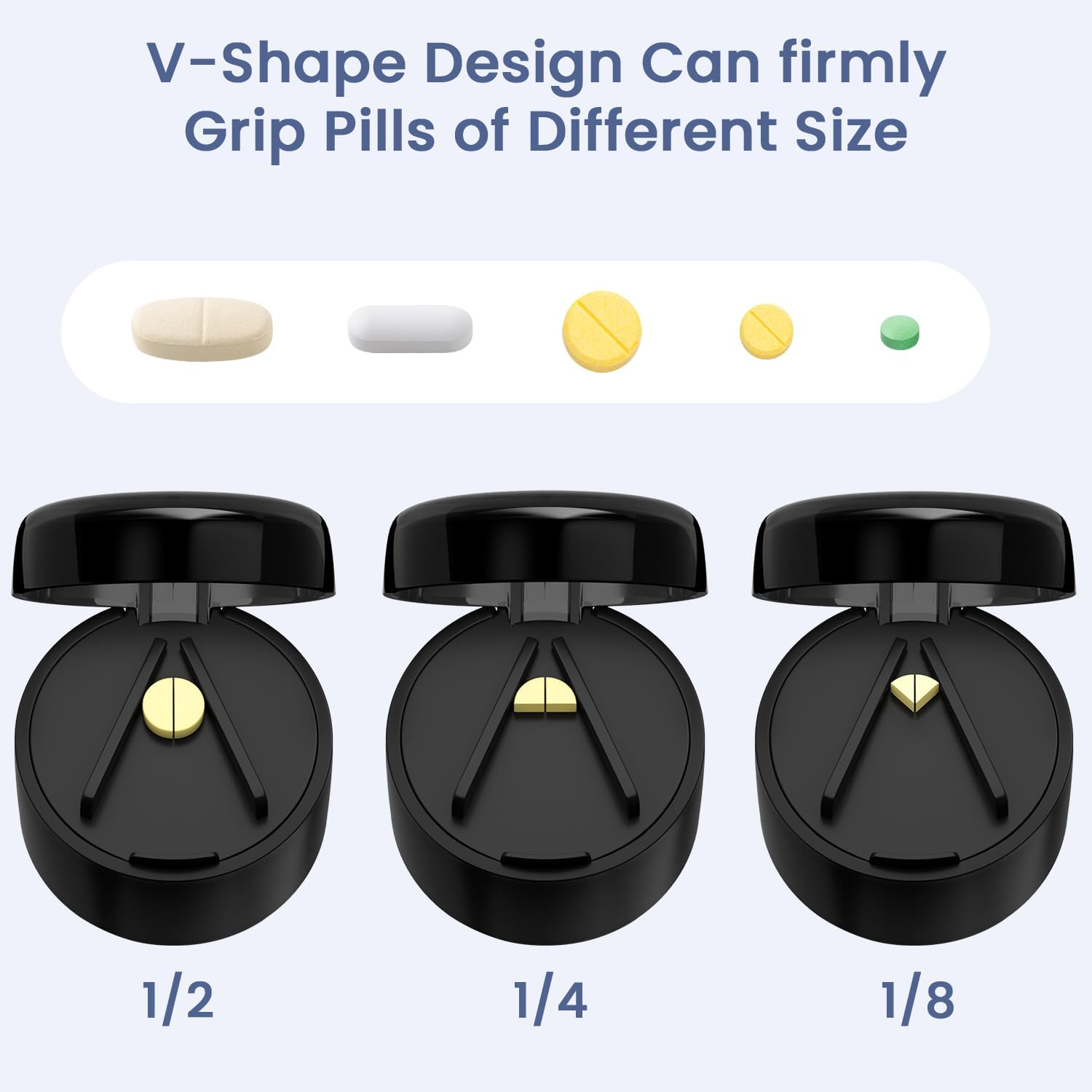 3-In-1 Pill Crusher Pills Cutter with Storage Box，Pill Grinder with Stainless Steel Grinding Pestle, Fine Powder, Pills Crushers for Elderly and Pets (Purple/White) image number 5