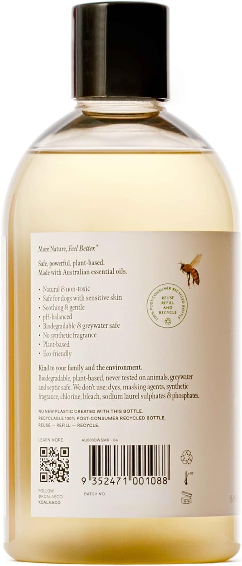 Koala Eco Natural Dog Cleaner, Sweet Marjoram & Rosalina Essential Oil, Plant Based Pet Wash - 500 Ml