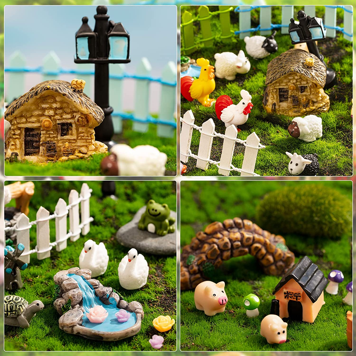 248 Pcs Fairy Garden Kit - Miniature Accessories, Animals, Resin Figurines, Dollhouse Ornaments for DIY Micro Landscape, Plant House Decor