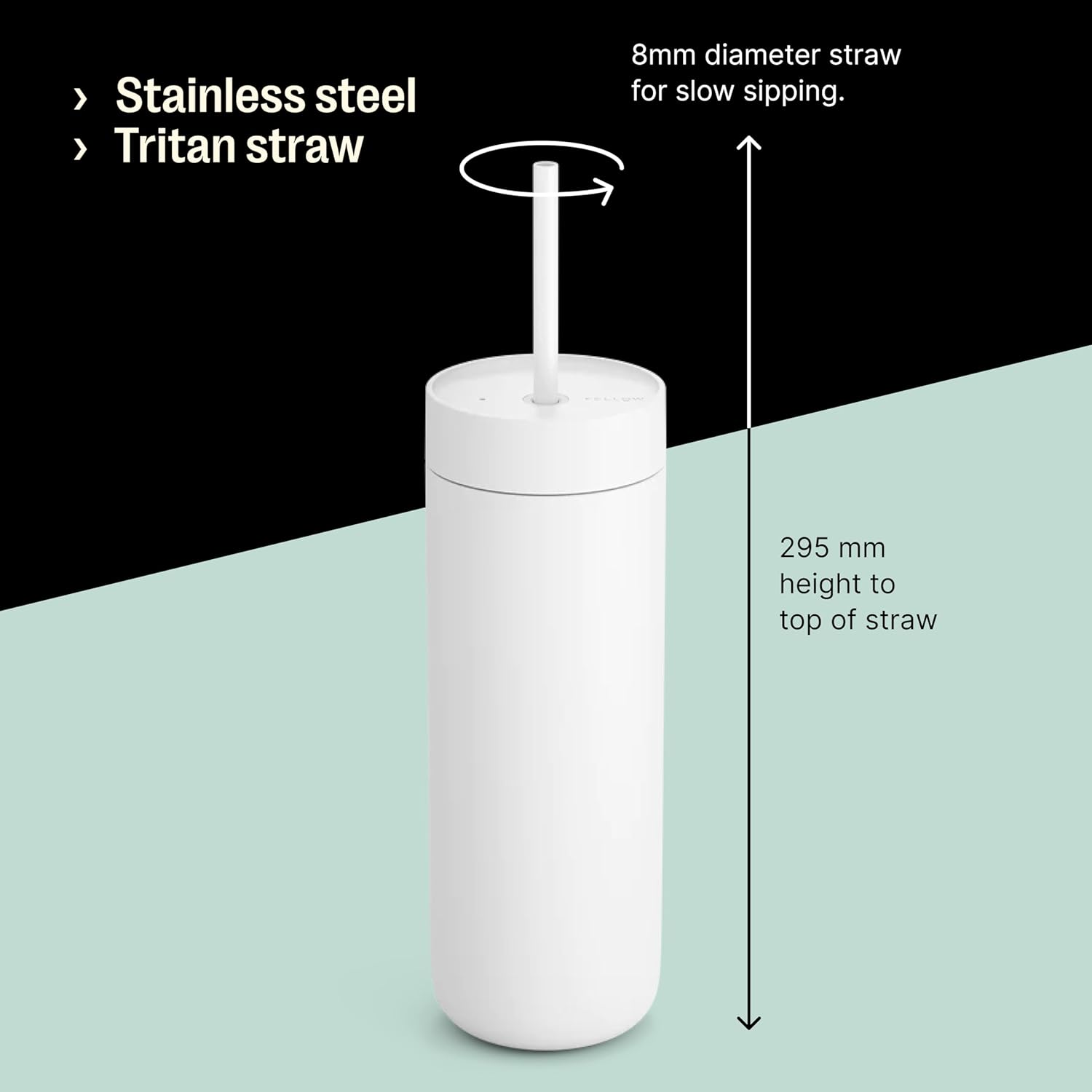 Fellow 20 Oz Carter Cold Water Bottle for Water, Iced Tea, Coffee, Smoothies, Iced Coffee & More - Stainless Steel Vacuum-Insulated Iced Coffee Tumbler with Spill Resistant Lid and Straw - Smoke Green - Peri Twinkle image number 2