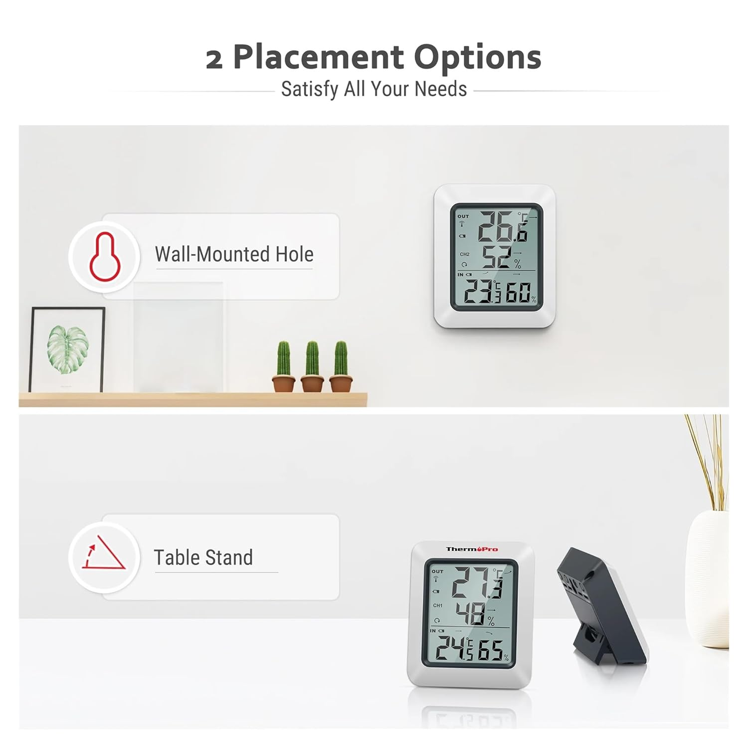 60M Wireless Digital Indoor Outdoor Thermometer Hygrometer Weather Station for Home
