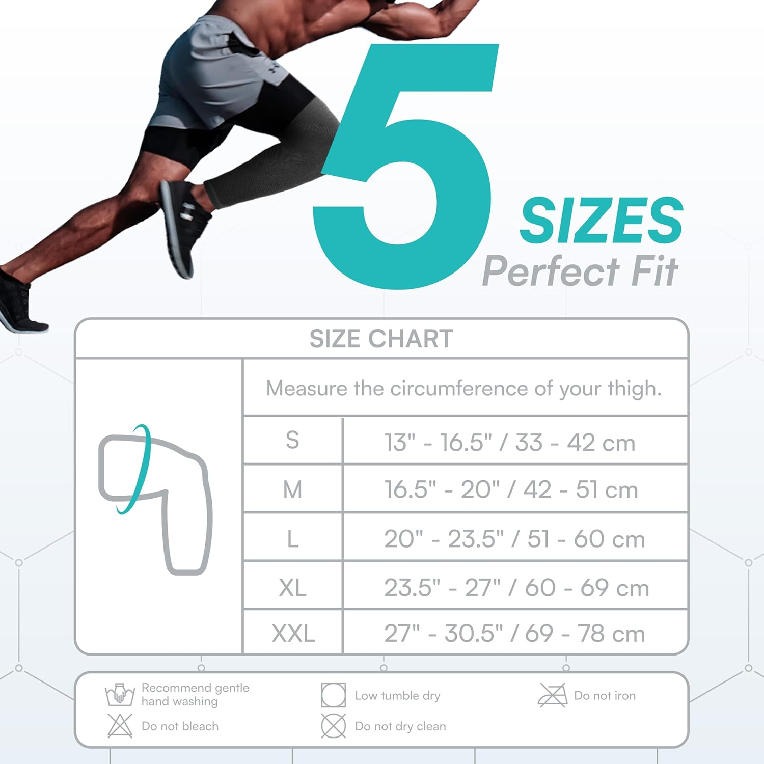 Vital Salveo-Recovery Compression Leg Sleeve Thigh Leg Sleeve with Anti-Slip Design for Sports Men and Women,Running, Basketball(1Pc)-Small image number 5