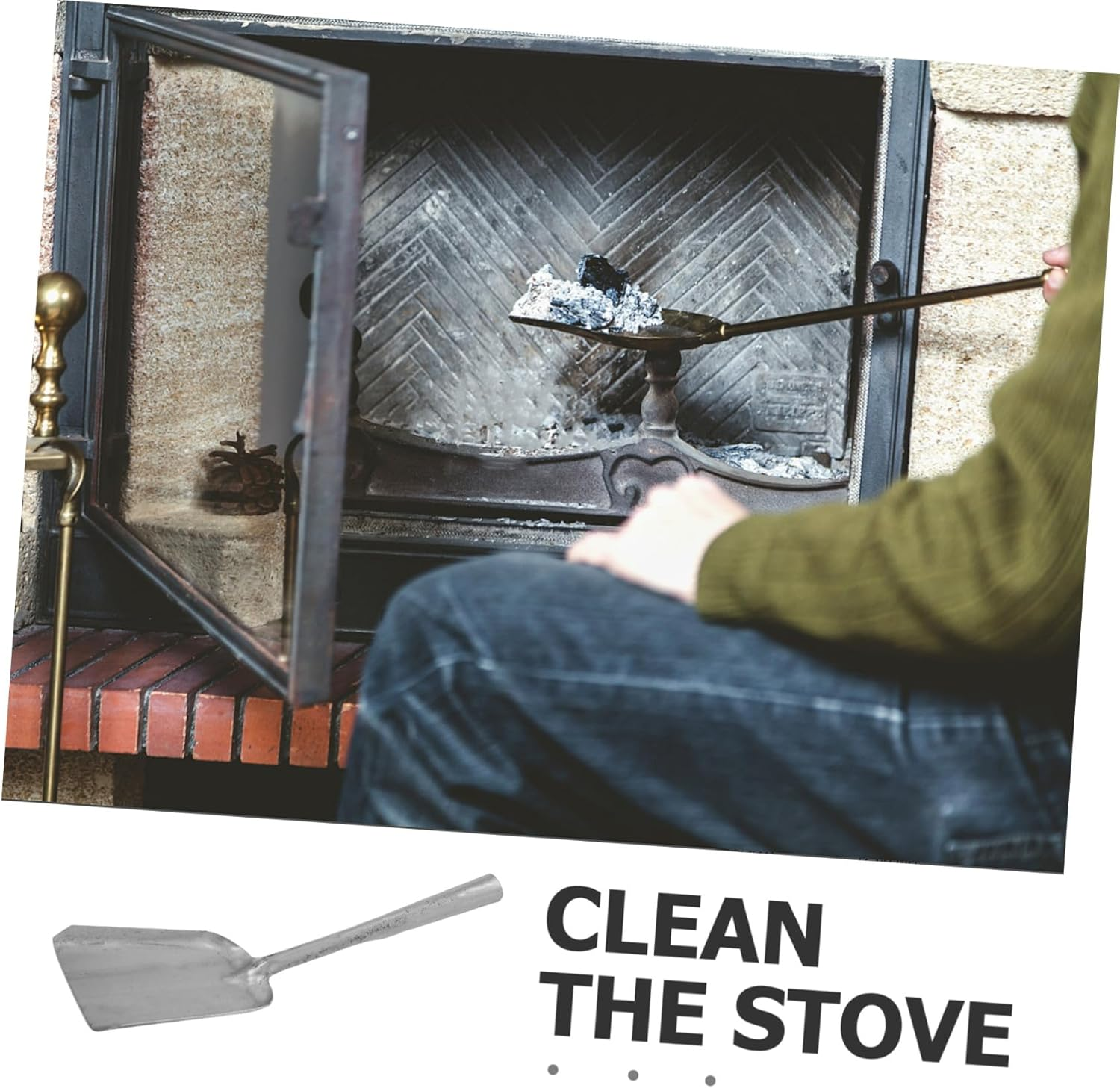 COHEALI Heavy-Duty Thickened Iron Long Charcoal Scoop Shovel for Fireplace Ash Removal BBQ Grill Cleaning Gardening Tool Heat-Resistant Mini Dustpan for Wood Stove and Outdoor Use image number 5