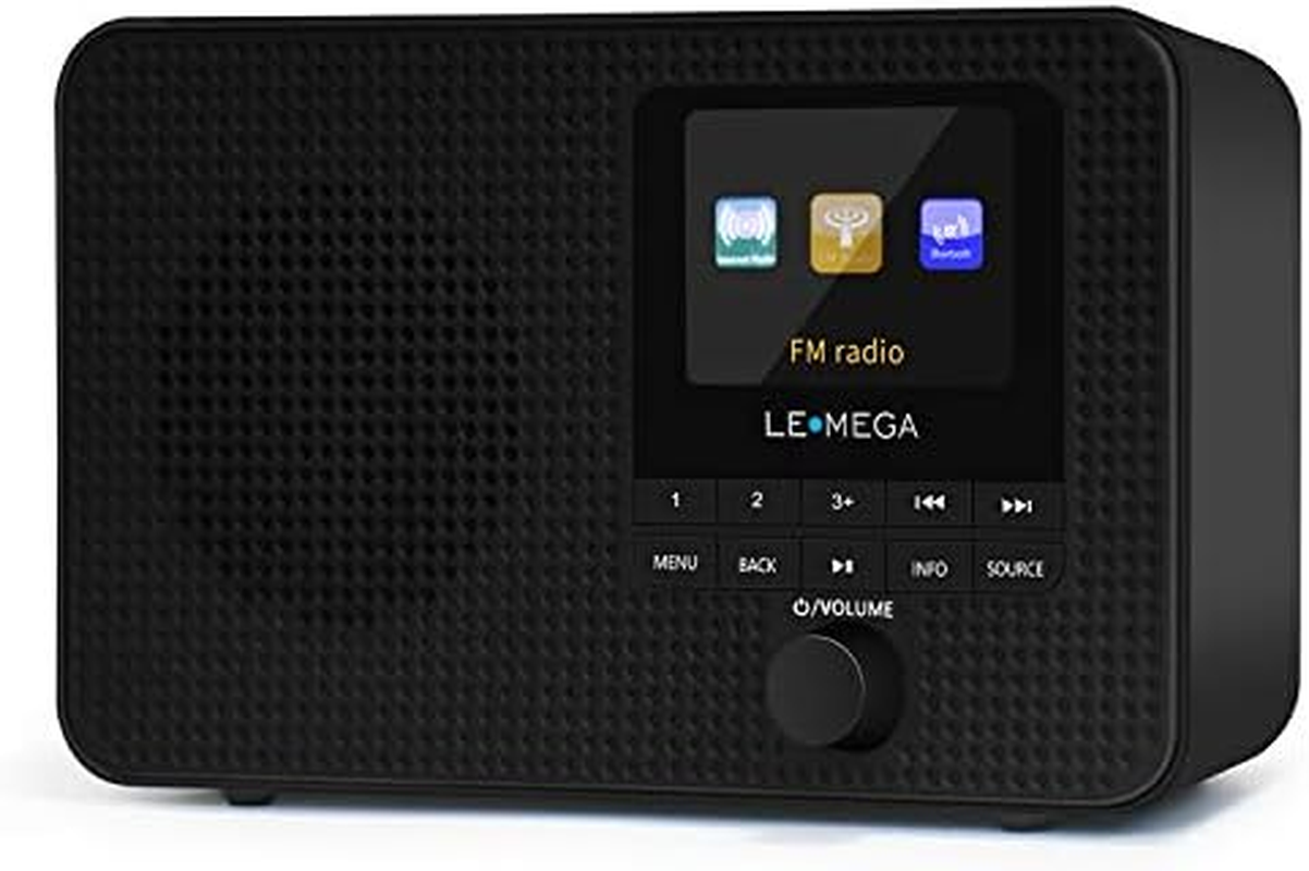 LEMEGA IR1 Portable Internet Radio,Fm Digital Radio,Wifi,Bluetooth,Dual Alarms&Clock,Kitchen/Sleep/Snooze Timer,40 Pre-Sets,Headphones Output,Colour Screen,Mains Powered and AA Batteries - Walnut