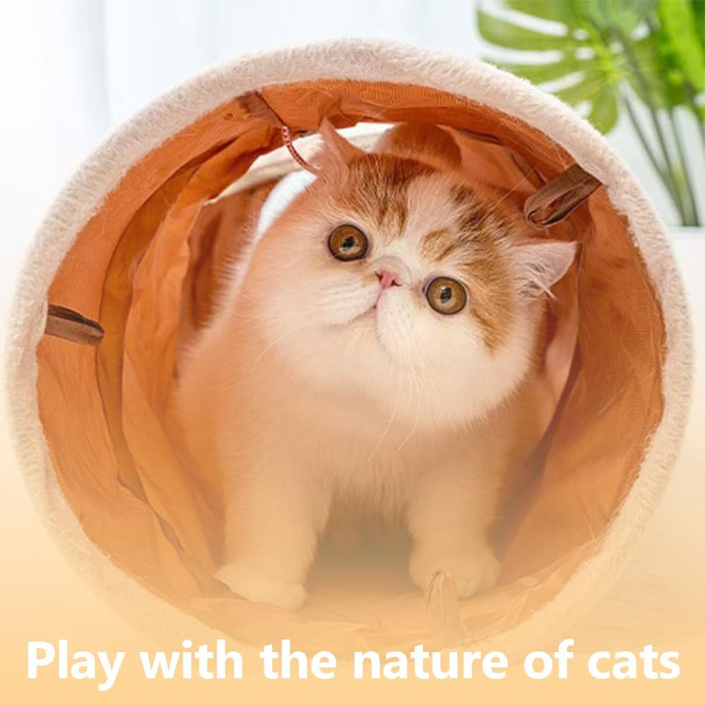 Kitten Tunnel,Cat Tunnel,Collapsible Kitty Interactive Tool,Foldable Cat Tube, for Indoor Cats,Oxford Cloth Warm,Tube- for Cat, Puppy, Rabbit,Let Kitten Experience Self Entertainment image number 4