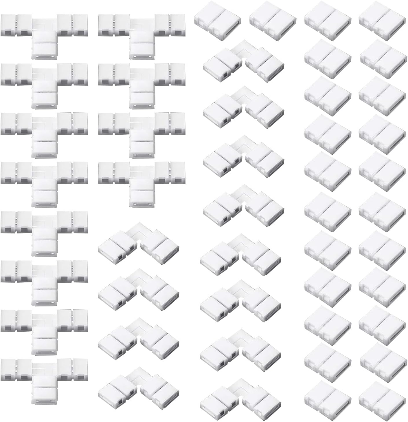 Pack of 48 2 Needle LED Strip Connectors, Light Connectors, T Shape L Shape Gapless Solderless Connectors, LED Adapter Light Extension Connector for 3528 2835 SMD RGB LED Strip Light (8 Mm) image number 2