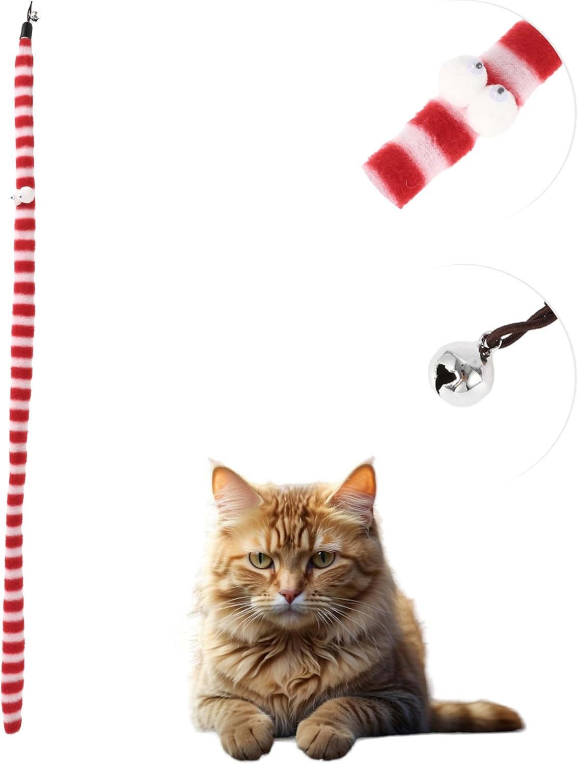 CAPASTEC Snake Shape Cat Wand Replacement for Pet Interactive, Red White image number 2