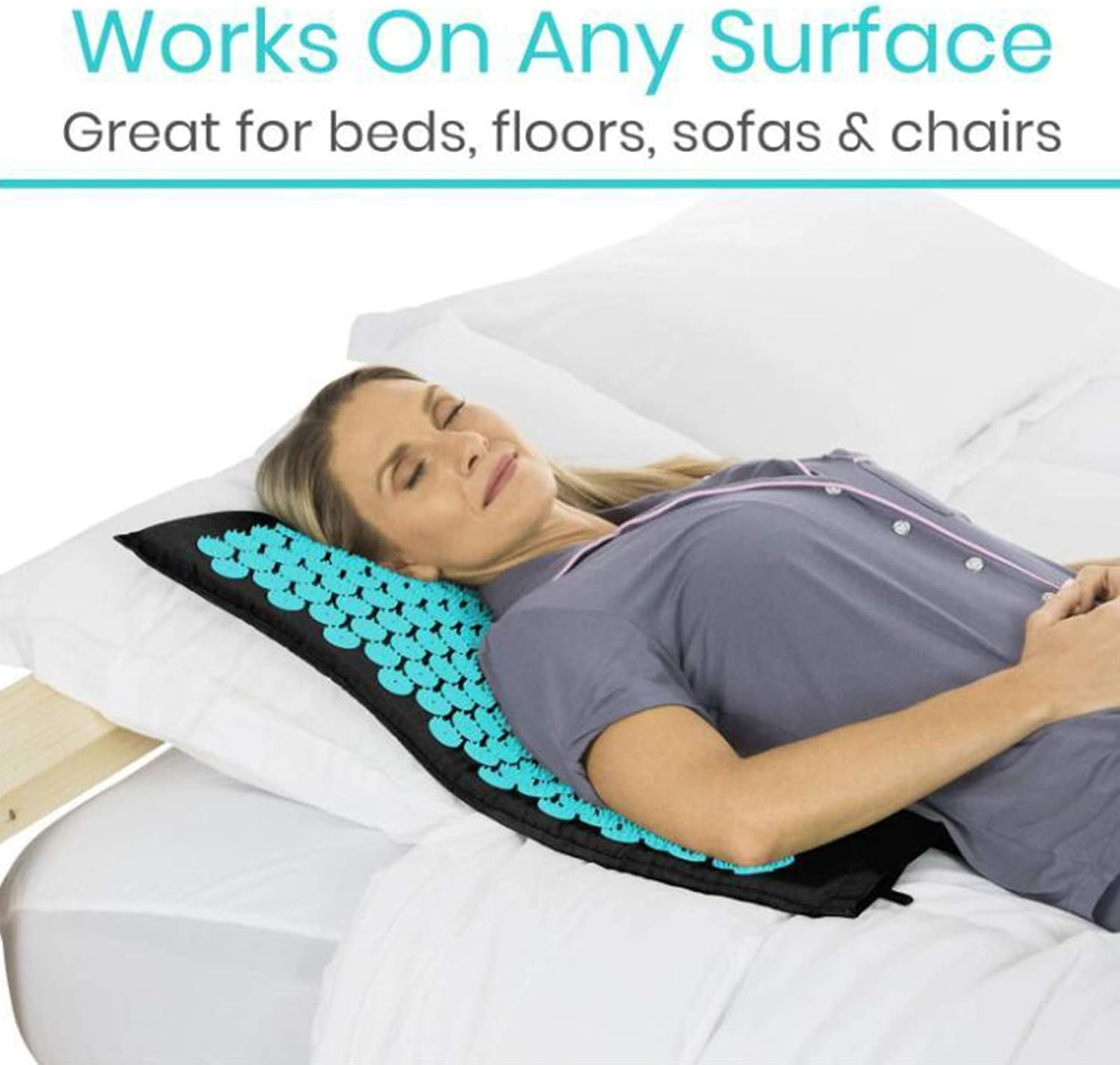 Abbraccia Acupressure Body Mat and Pillow Set, for Neck, Upper and Lower Back Pain Relief at Home - Black image number 6