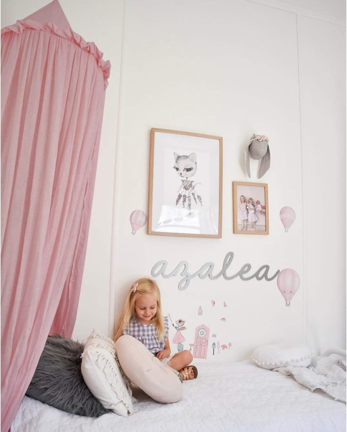 IBIZA VIBE MAMERIA Kids Bed Canopy with Frills Cotton Cover Net for Baby Crib Reading Nook Curtain Hideaway Hanging round Tent Nursery Bedding Play Room Decor