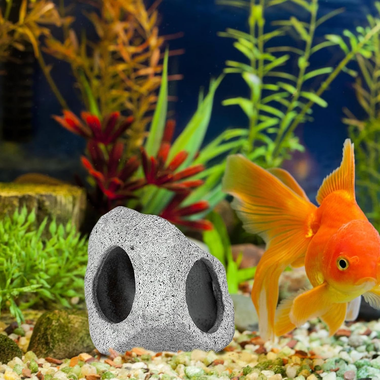 Qhflashbuy Aquarium Cave Rocks,Fish Tank Decoration Accessories Hideaway Rocks for Aquatic Pets to Breed Play and Rest,Decor Stone for Aquascape for Shrimp Cichlid Betta Fish
