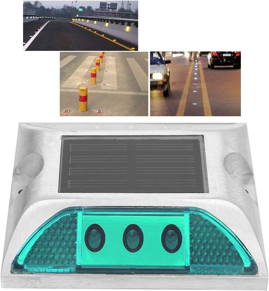 Solar Driveway Lights, Solar Powered Ground Marker Lights, Solar Deck Lights, Waterproof Outdoor Driveway Road Highway Spike Lamp, Outdoor Driveway Road Stud Lamp (Green) - Red image number 3