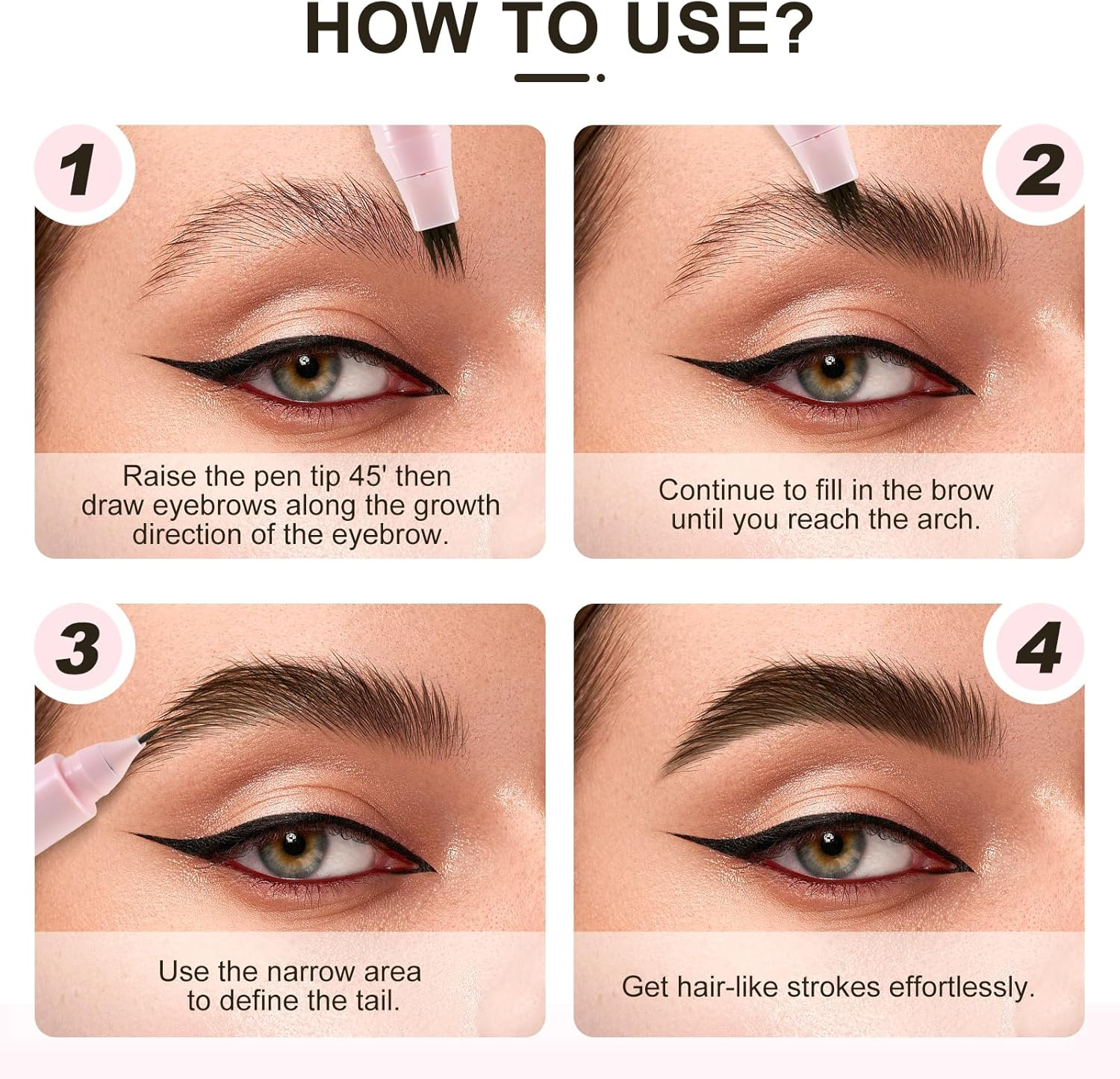 Apooliy Waterproof Eyebrow Pencil Microblading Liquid Brow Pen,Micro 4 Point Eyebrow Tint, Eyebrow Gel Long-Lasting,Creates Natural Brows Dark Brown - 01 Dark Brown image number 6