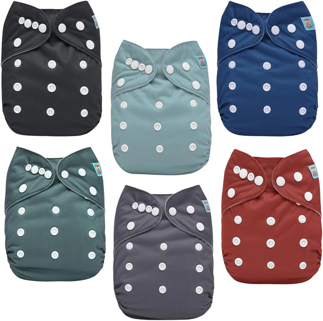 ALVABABY 6 Packs with 12 Inserts Cloth Diaper One Size Adjustable Washable Reusable for Baby Girls and Boys 6BM107-AU