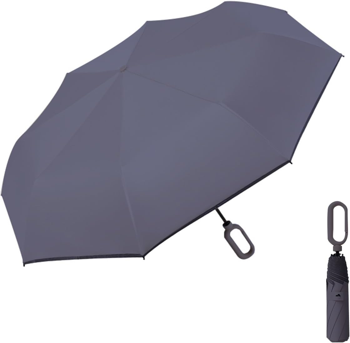 Foldable Windproof Ring Buckle Umbrella with Protect the Reflective Strip Rain and Sun Weather Resistant UV Guarded Sophisticated Manual 8-Bones Umbrella for Travel and Work
