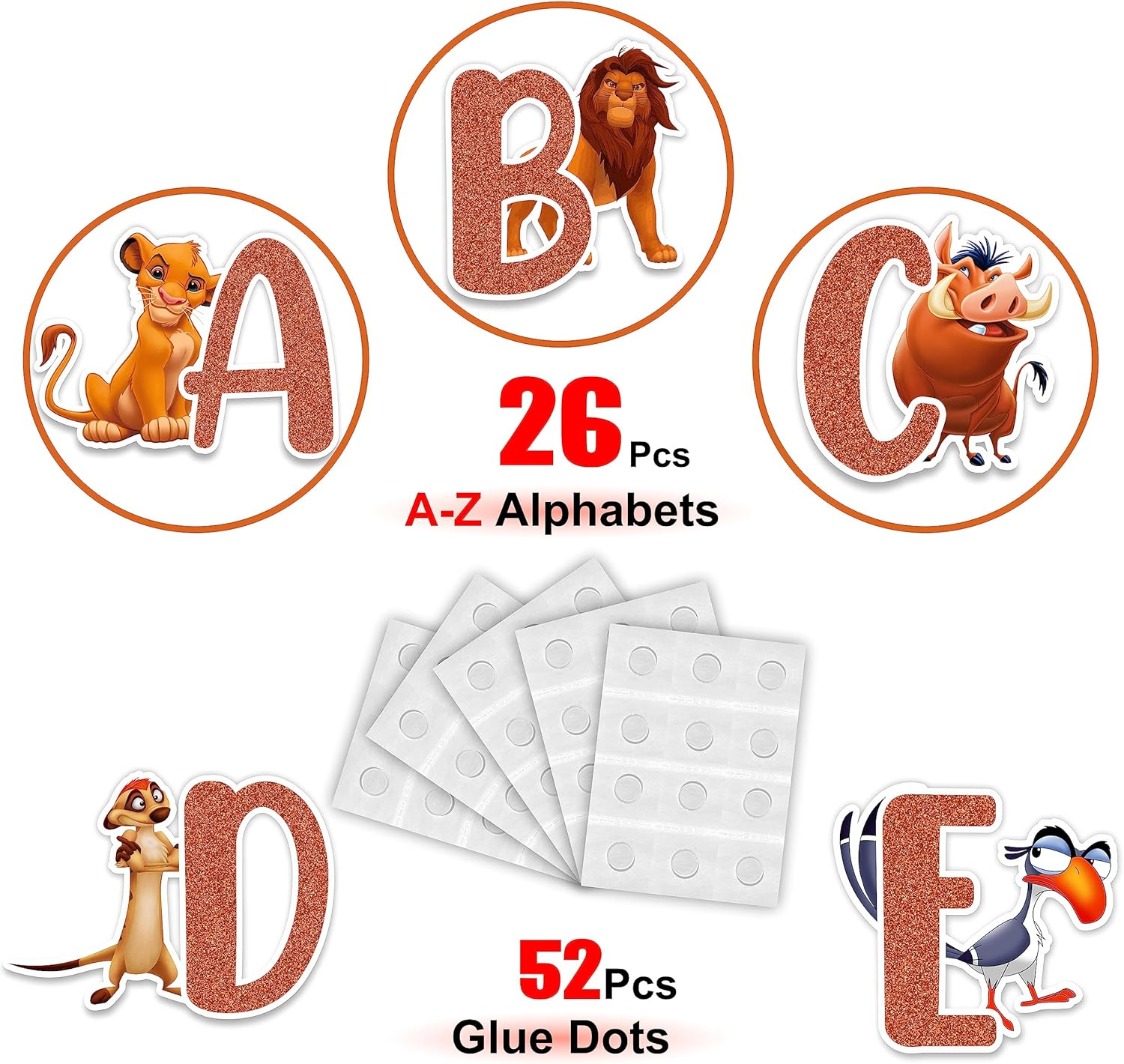 The Lion Kng Alphabet Wall Stickers &ndash; Lion-Inspired Animal Letters for Kids Room, Educational Jungle Theme Nursery Decor, Removable Safari Alphabet Decals for Boys & Girls image number 4