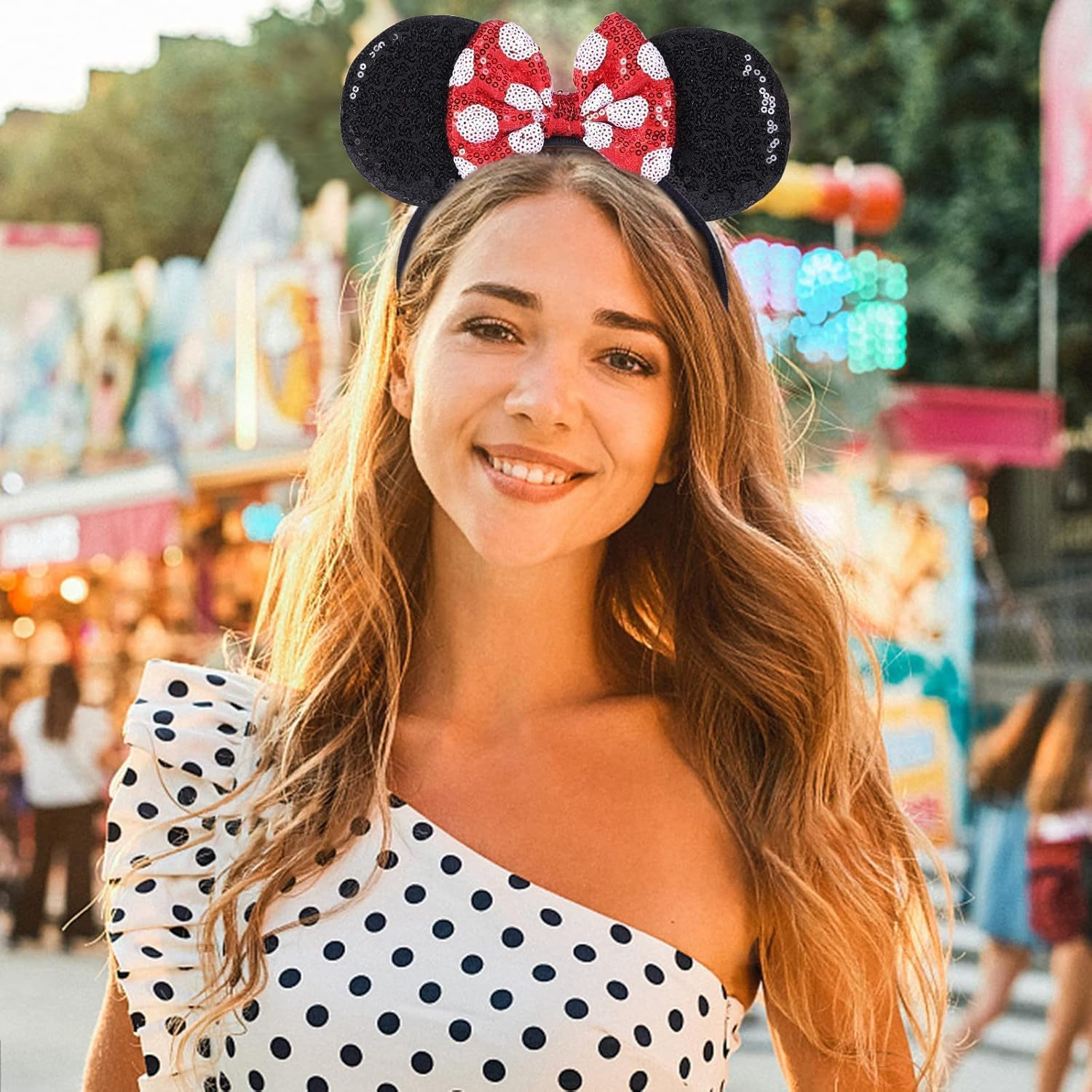 Mouse Costume Ears,2 Pcs Mouse Ears Headbands for Girls & Women Party,Size Free