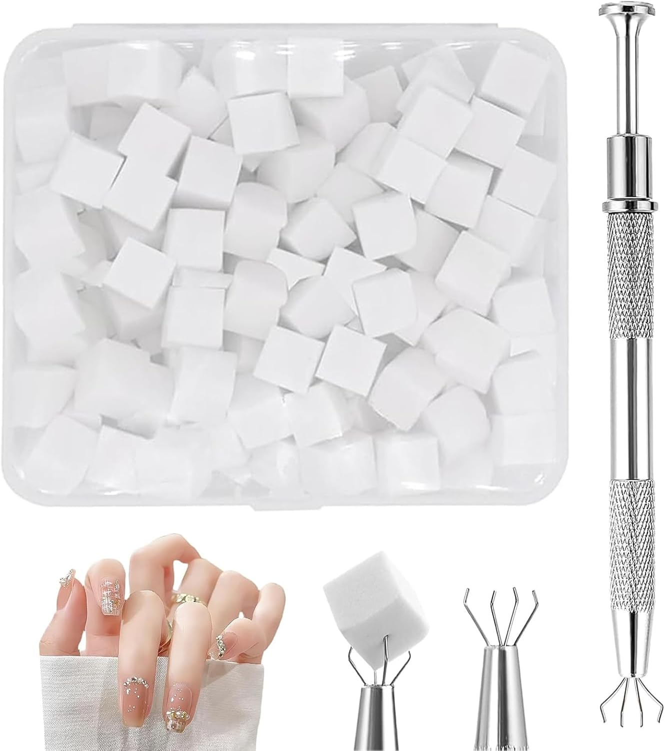 Acrylic Nail Sponge - 200-Pieces Gel Nail Sponges with Grabbing Pen,Manicure Art Polishing Tool for Friends Mom Girlfriend Family Wife Women image number 4