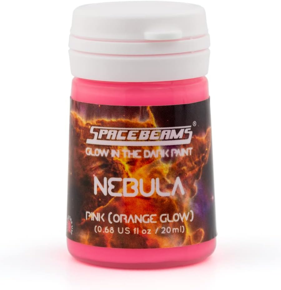Nebula Glow in the Dark Paint (20Ml) Pink with Orange Glow, Non-Toxic, Water Based, by Spacebeams image number 7
