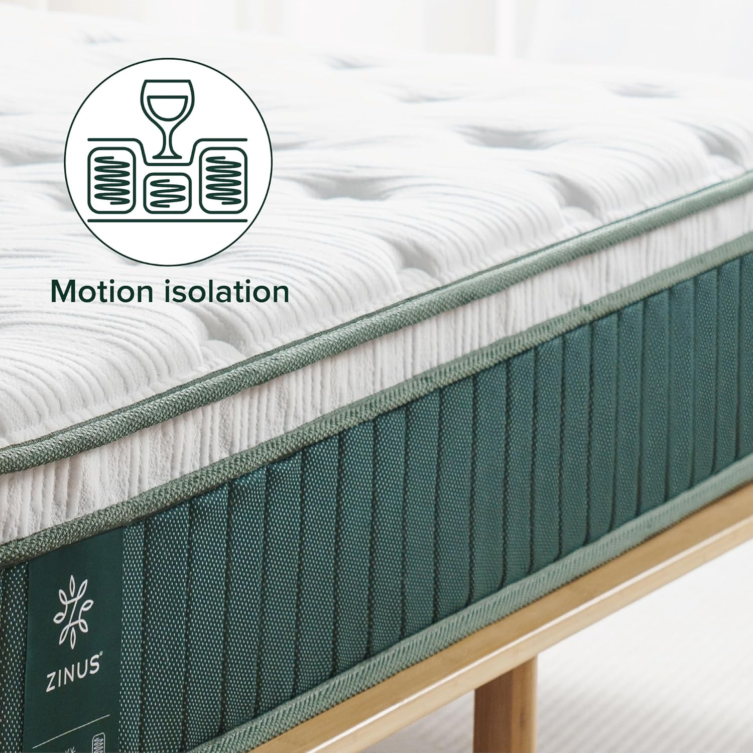 Zinus Queen Cooling Mattress, Green Premium Pocket Spring Euro Top 25Cm image number 5