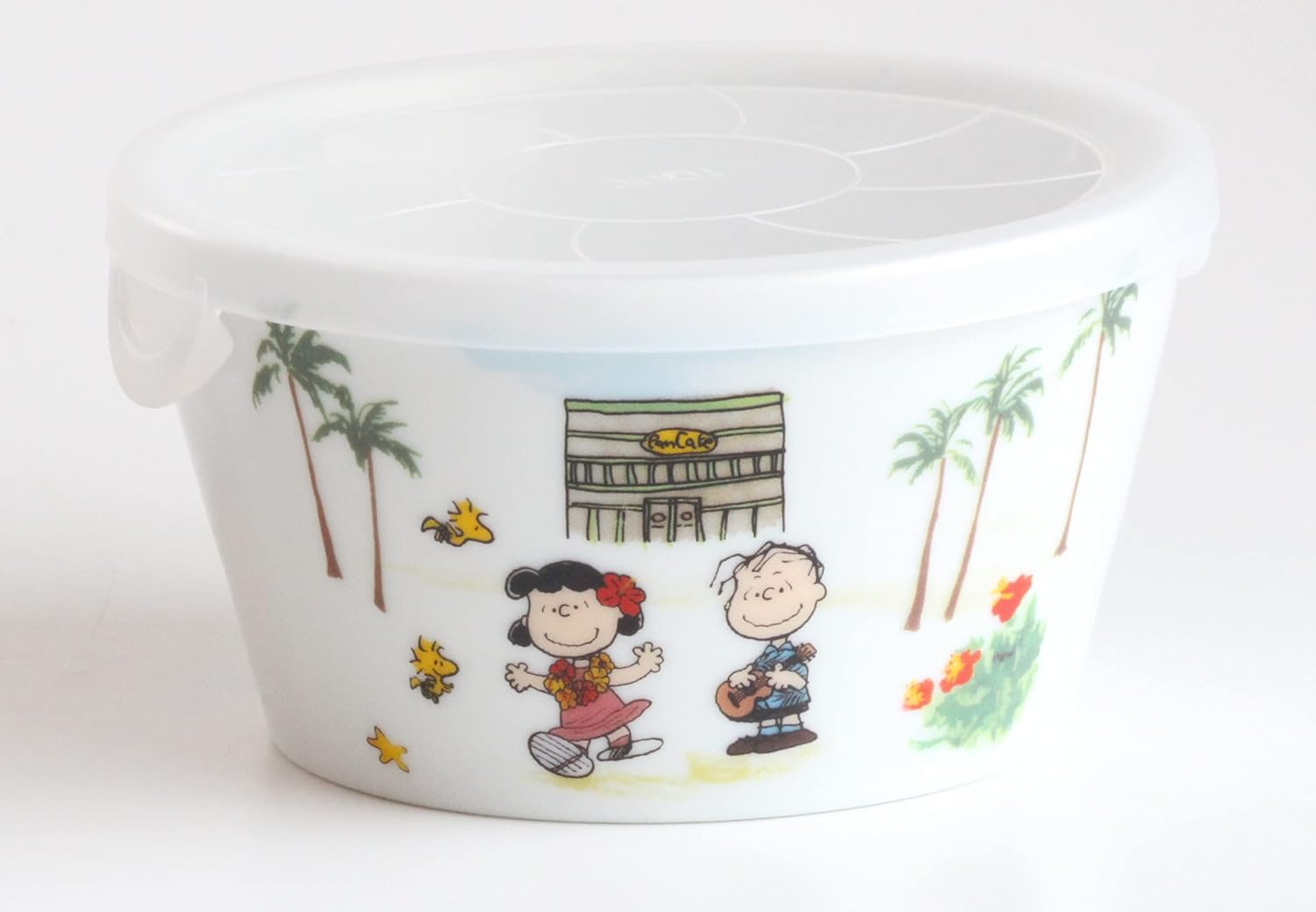 Simizu Pottery Bowl with Lid Hawaii Netherlands 280Ml Snoopy World Travel Series 2 Pattern Set