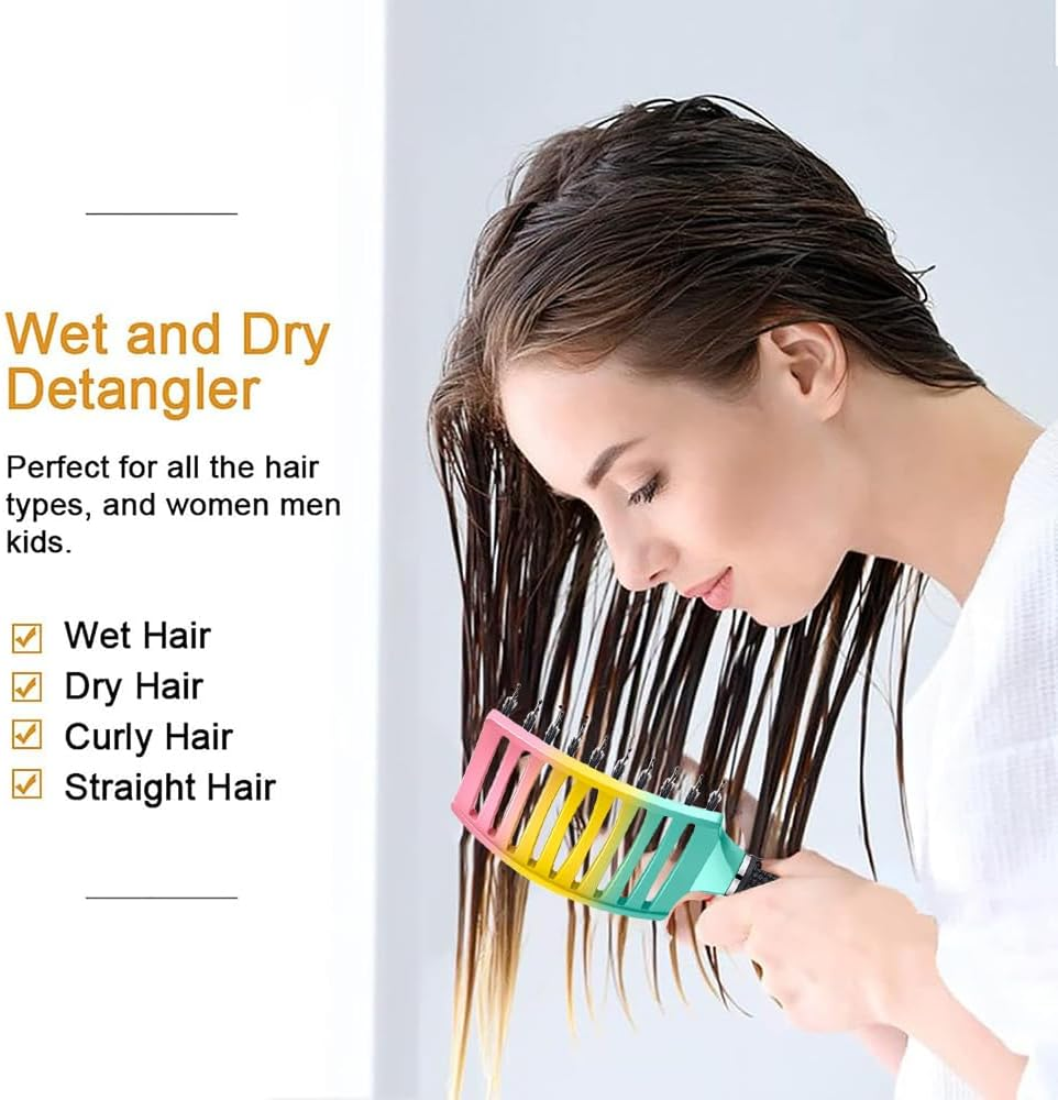 2 Pack Detangling Brush, Getting Knots Out without Pain, Adds Shine and Makes Hair Smooth, Detangler Boar Bristle Hair Brush for Adult & Kids Wet or Dry Hair image number 3