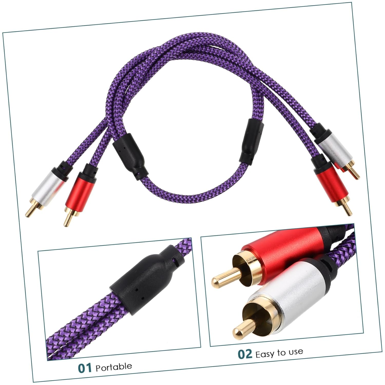 JOINPAYA Audio Cable Stereo Audio Cable Male to Male for Car and Home Use Amplifier Speaker Wire image number 5