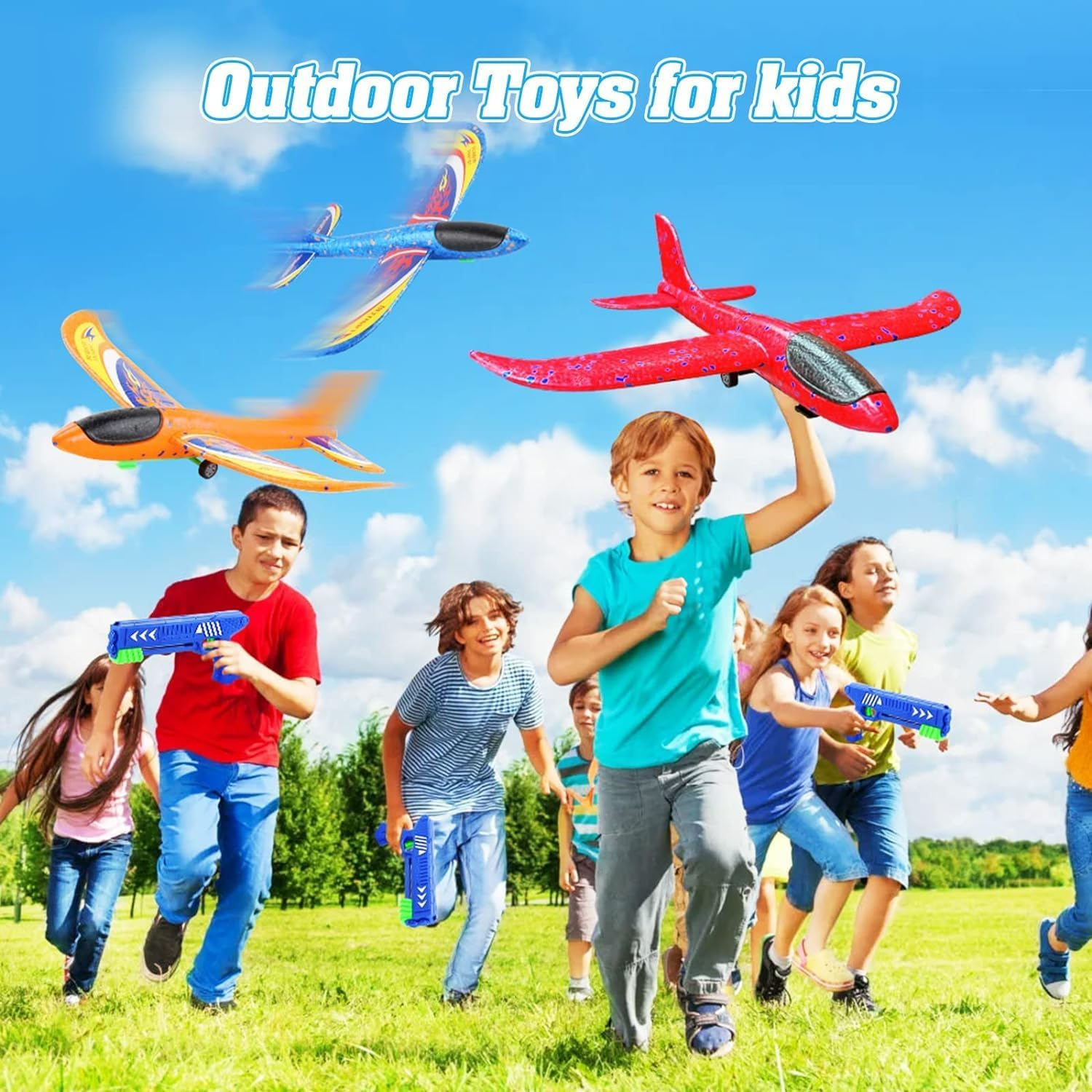 Airplane Toys with Launcher 3 Pack，Igugig Foam Plane Toys Include 3 Sets Fun Outdoor Toys Shooting Game, Birthday Gift Toys for 3 4 5 6 7 8 Years Old Boys Girls image number 2