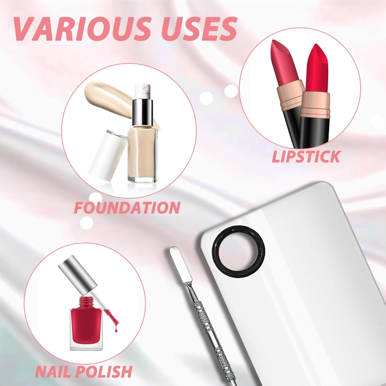 Stainless Steel Makeup Mixing Palette Set with Spatula - Washable Professional Cosmetic Blending Tool for Foundation, Lipstick, Eyeshadow, Nail Art image number 1