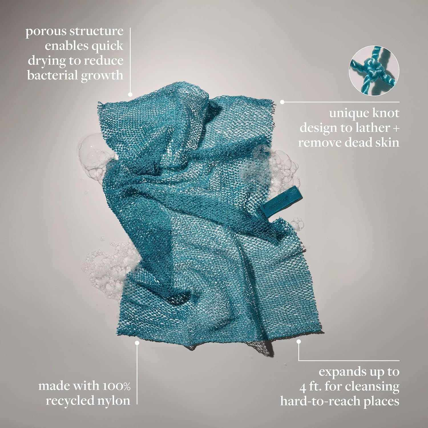 Ecotools Exfoliating Bath Net, Inspired by African Bath Net Sponge, Exfoliates & Cleanses Whole Body, Flexible & Reusable, Eco-Friendly Body Scrubber, Vegan & Cruelty-Free, 1 Count image number 5