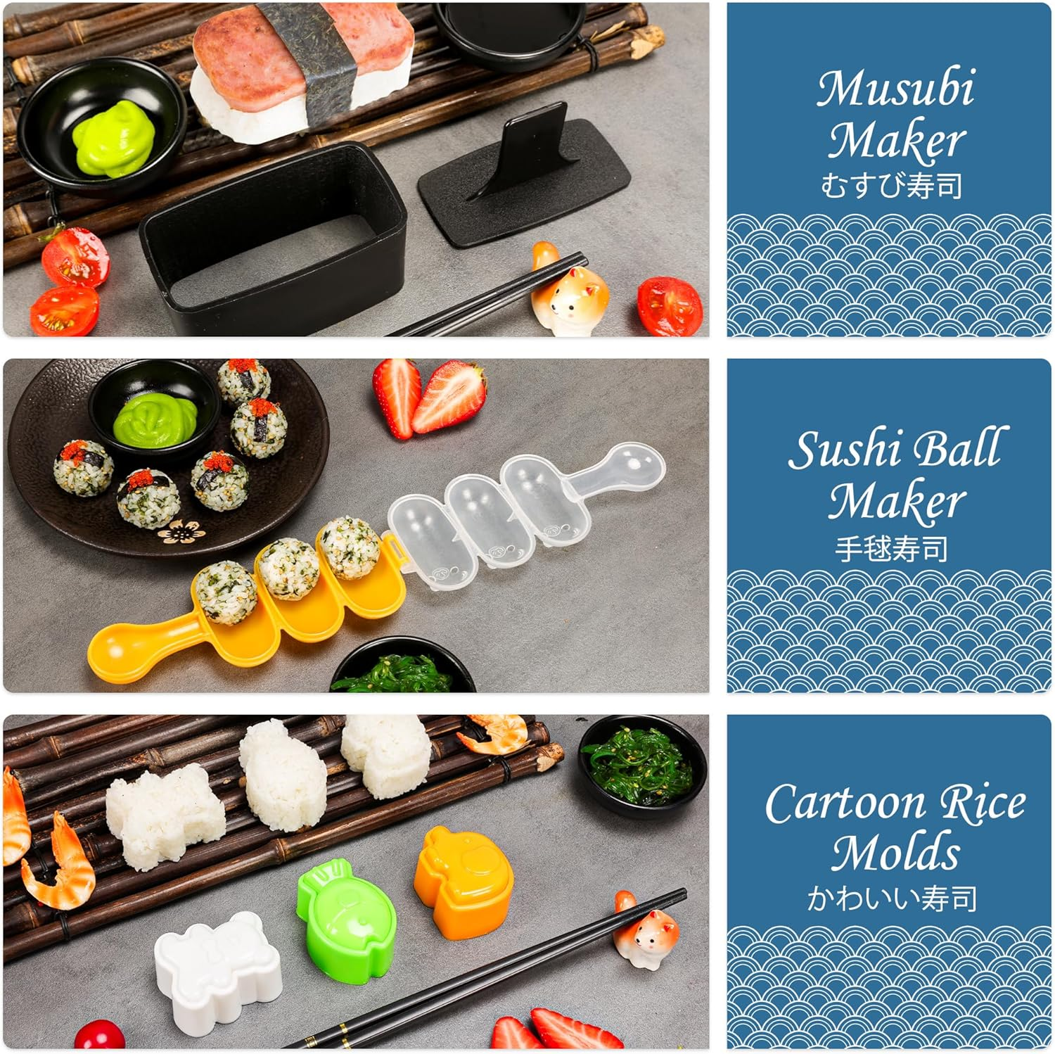 FUNGYAND Sushi Making Kit, 32-In-1 Complete Set with Bazooka Roller, Nigiri & Musubi Presses, Bamboo Mats, Knife, Peeler, Animal Rice Molds, Chopsticks & More &ndash; Perfect for Family Fun
