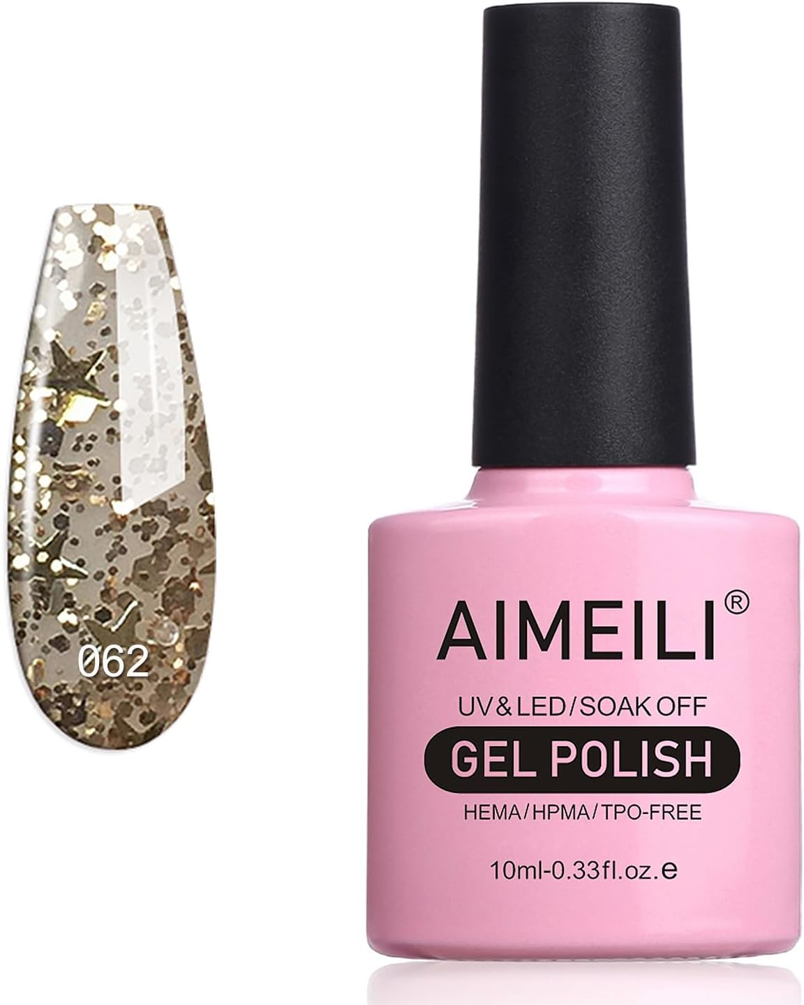 AIMEILI UV LED Gel Polish Removable Gel Nail Polish Glitter Gel Polish - Pink Multiflora (127) 10 Ml
