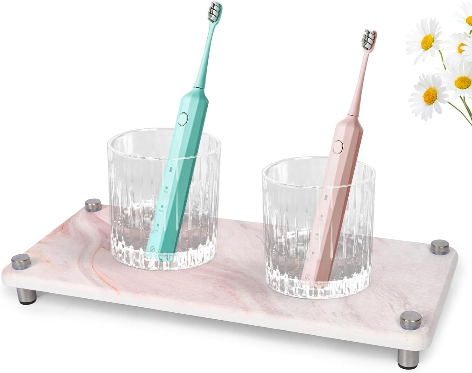 Generisch Sink Organiser, Grey Marble Sink Utensils, Storage, Applicable to Sponge Brush, Soap, Shampoo, Lotions, Quick-Drying, Kitchen, Bathroom Organiser (Rose Marble)