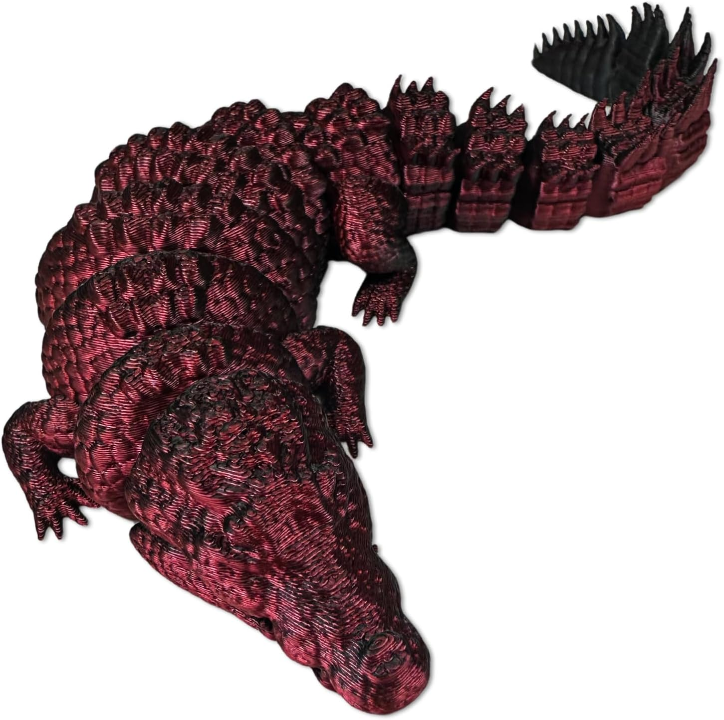 3D Printed Crocodile, 3D Printed Animal Toys for Desktop Decorations, Fidget Toys, Prank Prop (21Cm/8.26In, Blue Green)