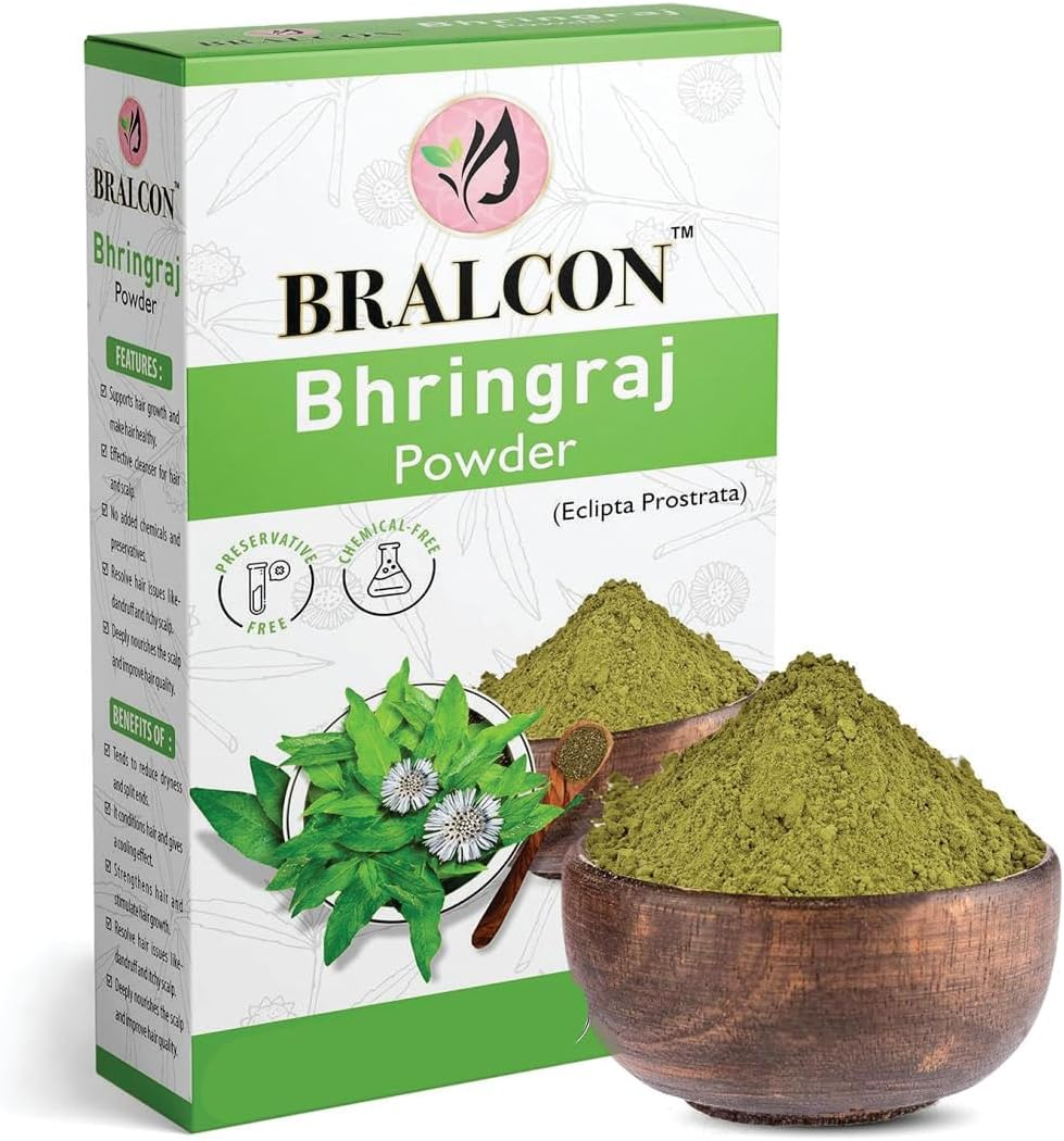 BRALCON Organic Amla Powder, Reetha Powder, Shikakai Powder, Bhringraj Powder, Hibiscus Powder, Henna Powder, Orange Peel Powder Combo-700G(100G X 7 Pack)| for Skin Whitening, Face Pack & Hair Growth