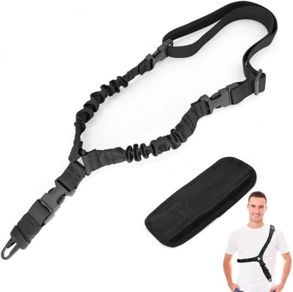 Poemtian Single Point Sling, Slant Shoulder Nylon Quick Release Mountaineering Rope, Multiple Use Tools, with Shoulder Pad and Metal Hook, Adjustable Length Outdoor Sports image number 2