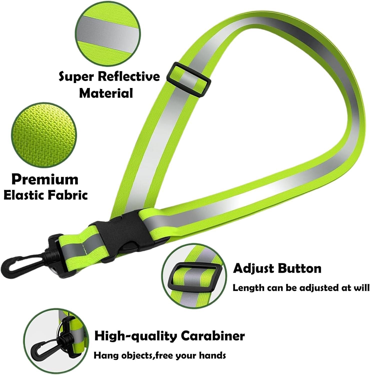 Reflective Running Gear - High Visibility Safety Reflective Sash with Quick Release Buckle for Outdoor Running Cycling Hiking Walking(Green)