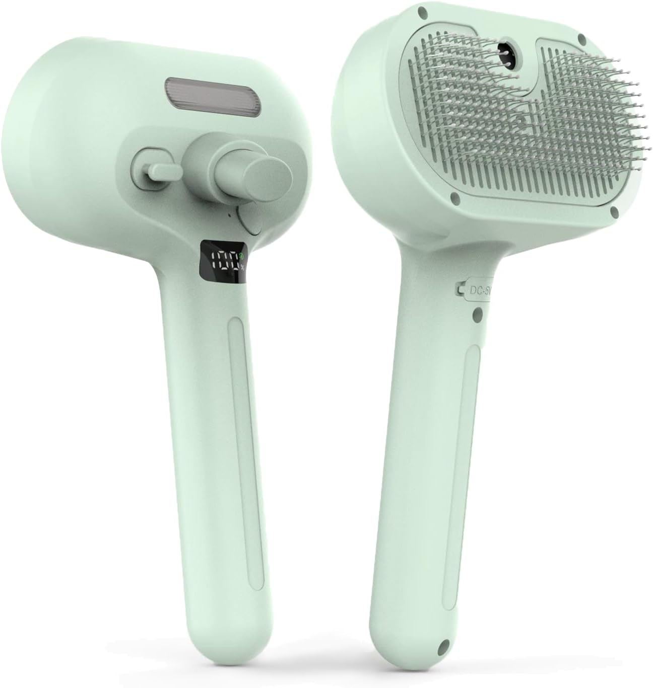 Cat Brush with Steam, 3 in 1 Cat Steam Brush Pet Brush for Shedding Pet Hair Cleaning Brush Comb Steamy Cat Brush Easily Removes Mats, Tangles, and Loose Fur, Rechargeable, Low Noise, Green