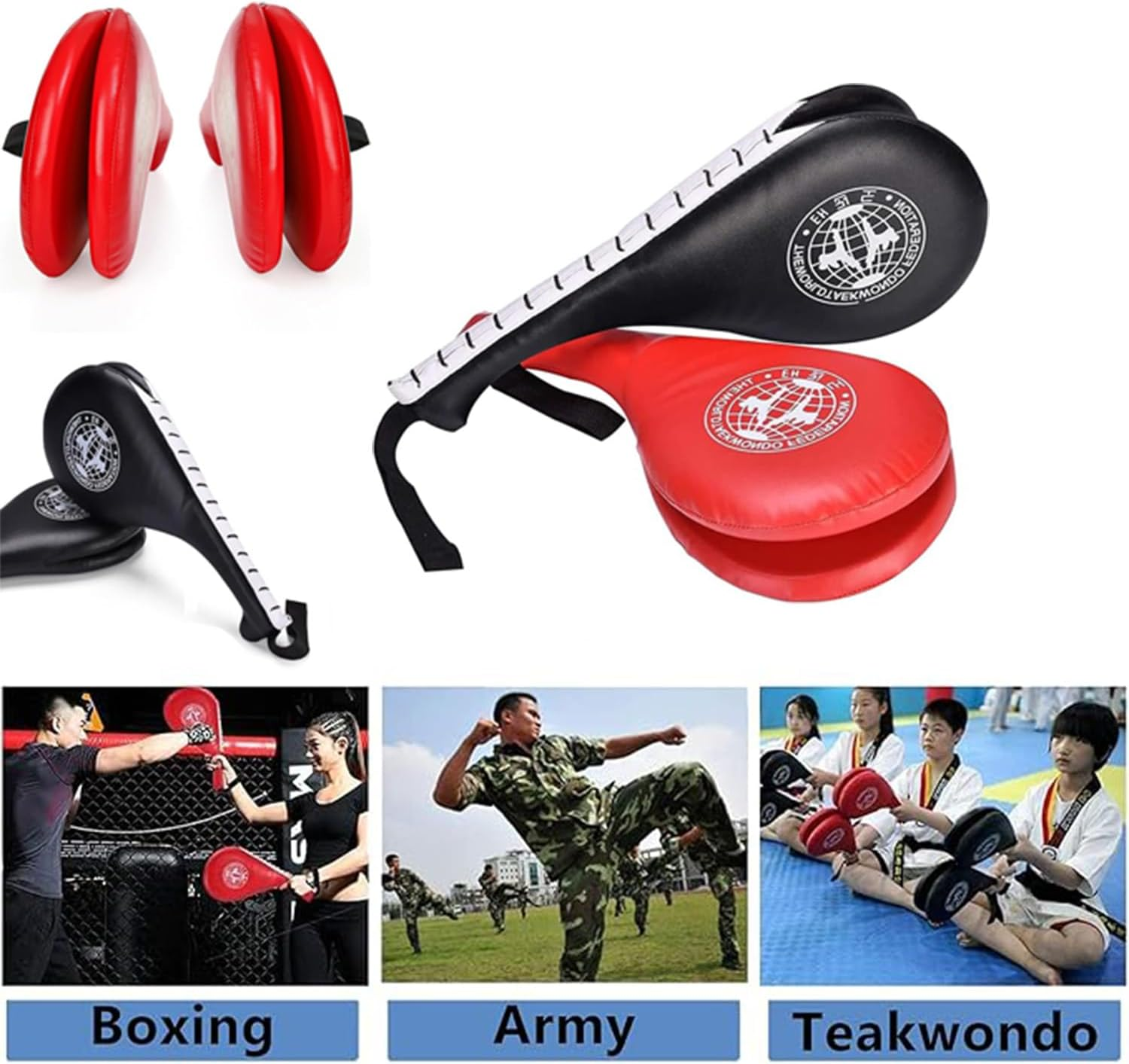 Hysgscwd 2Pcs Taekwondo Kick Pads, TKD Kicking Target Pad, Durable Practice Double Face Kick Foot Pad, Martial Arts Training Equipment Sporting Goods Paddle, Strike Boxing Pads for Kickboxing, Karate image number 5