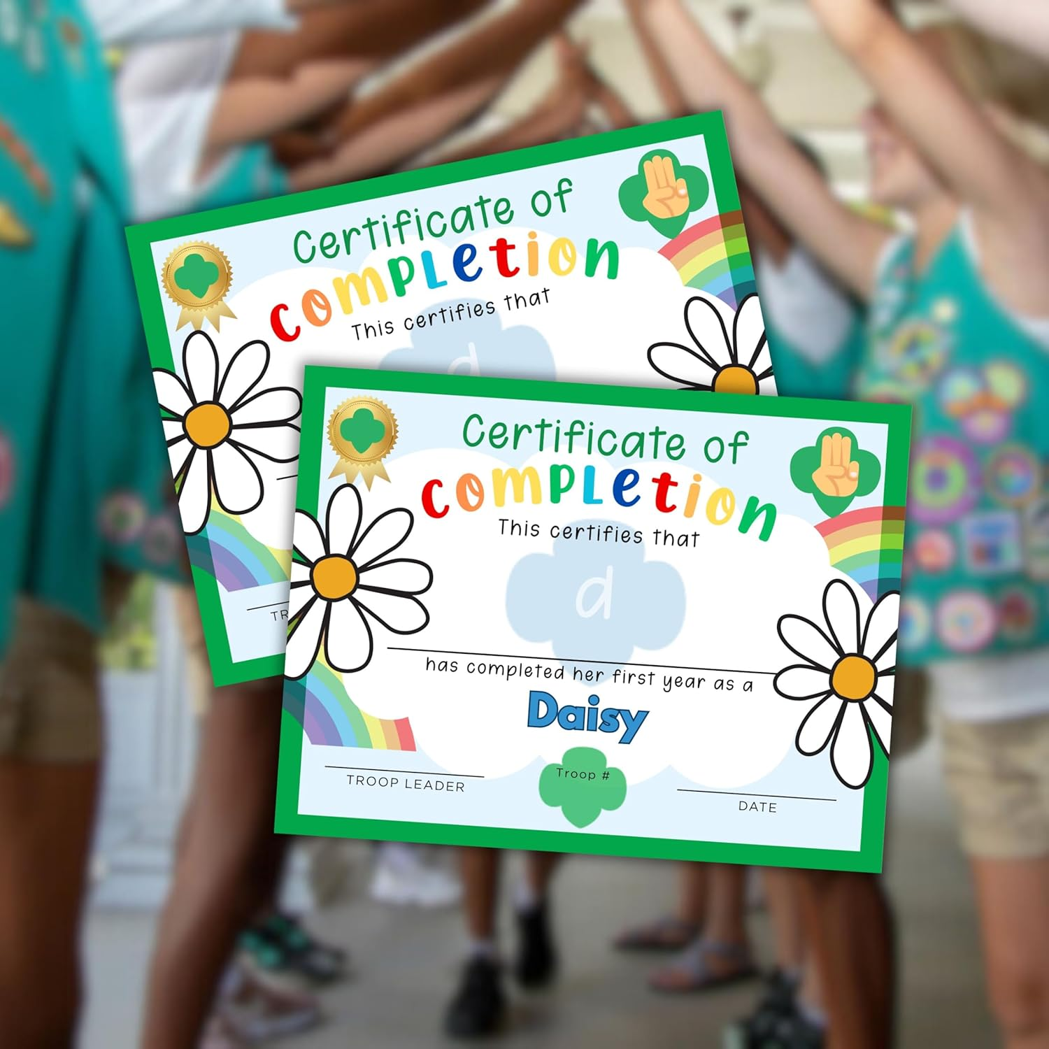 Scout First Year as a Daisy Completion Certificate Award 30Pk 8.5X11&rdquo; Troop Leader Bridge Girl Ceremony Brownie Cookie Sales Sold Here image number 1
