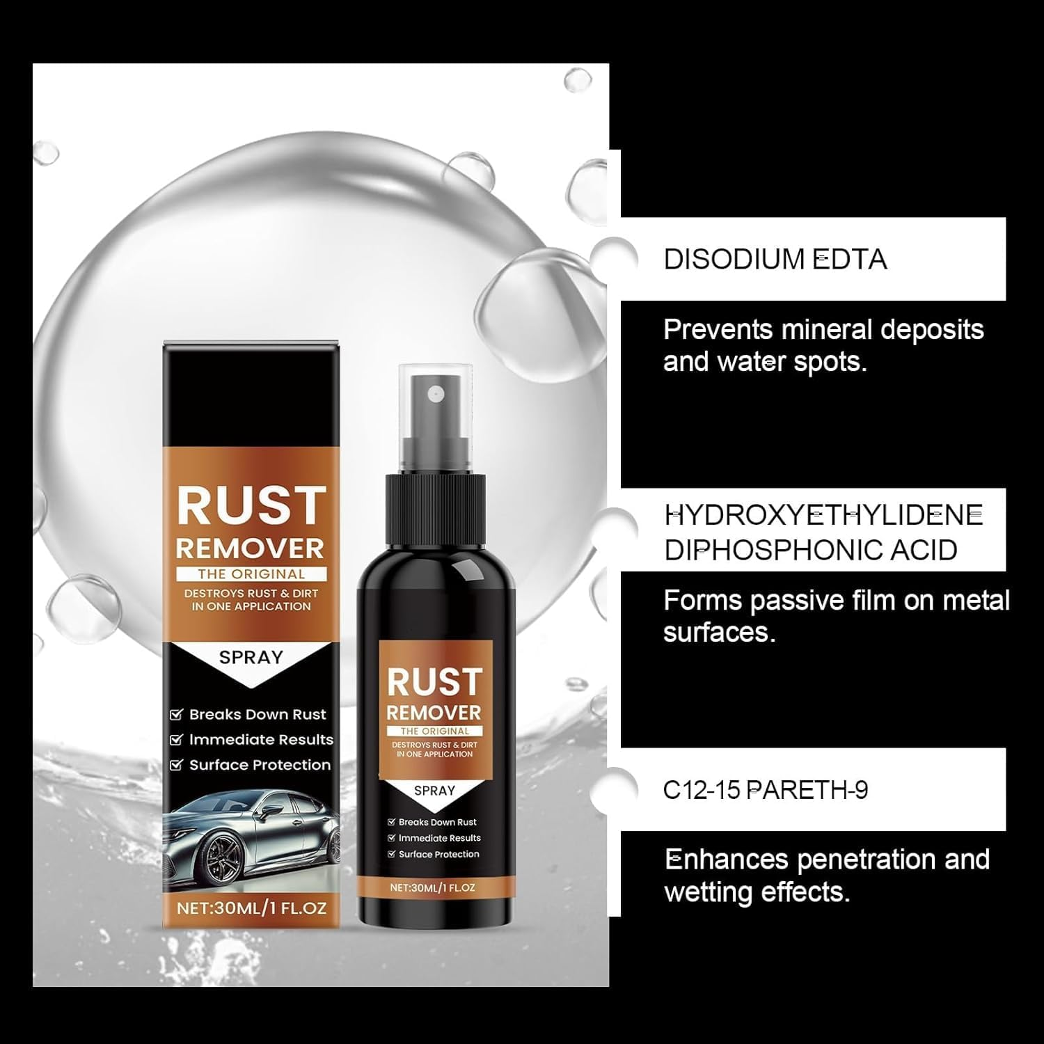 2 PCS Nexa Rust Remover Spray, Nexa Car Scratch Remover,30Ml Iron Stain Cleaner,For Heavy Duty Rust Dissolver for Metal, Tools, Cars, Chains（30Ml） image number 6