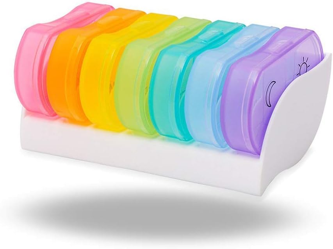 Pill Box for 7 Days, Pill Box with 2 Compartments (Rainbow) image number 1