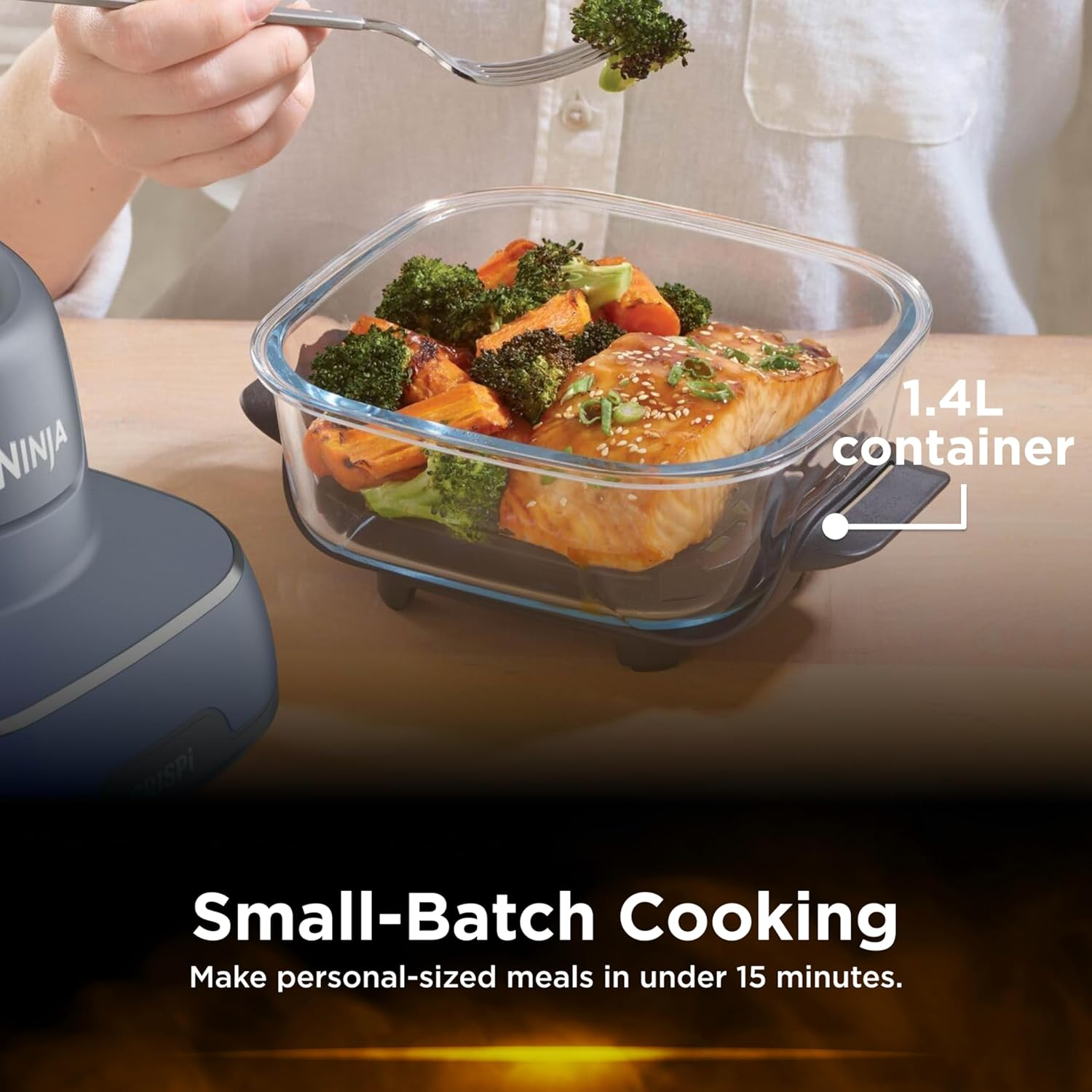 Ninja Crispi&trade; 4-In-1 Portable Glass Air Fryer, Cleancrisp&trade; Glassware, 4-In-1 Functionality, Thermal Shock Resistant, Leak-Proof Lids, Fixed Heat Protection, FN101SGANZ, Sage image number 5