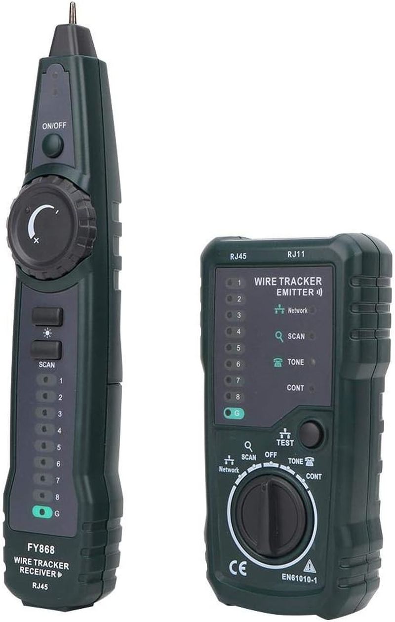 Network & Telephone Cable Tester Kit, Sensitive Green Multifunction Portable Rj45 Rj11 Cable Tester, for Telecommunication Engineer Network Maintenance Engineer