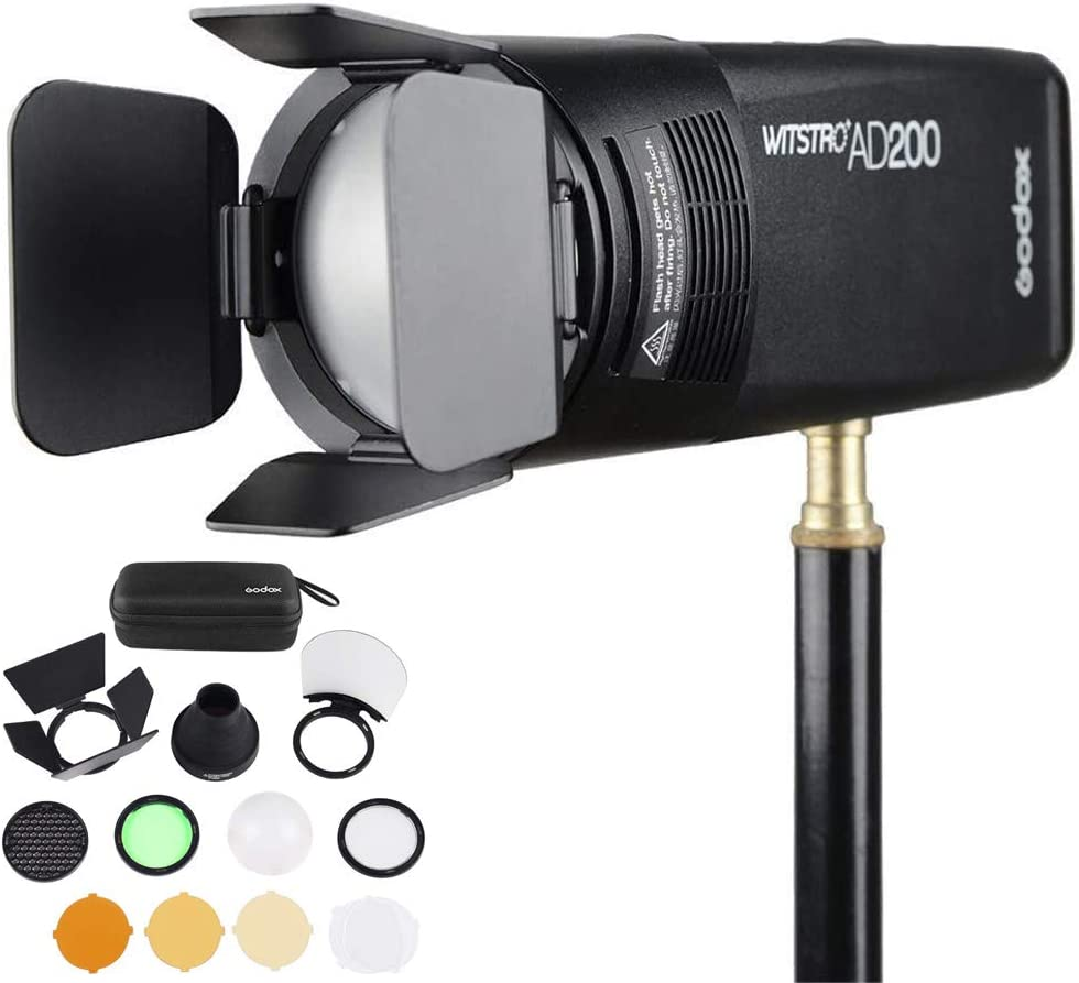 Godox AK-R1 Barn Door, Snoot, Color Filter, Reflector, Honeycomb, Diffuser Ball Kit for AD200, V1, H200R round Flash Head (AK-R1) image number 2